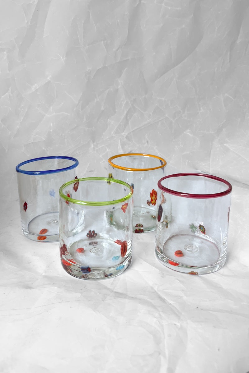 Mouth-blown Glass Flower Tumblers