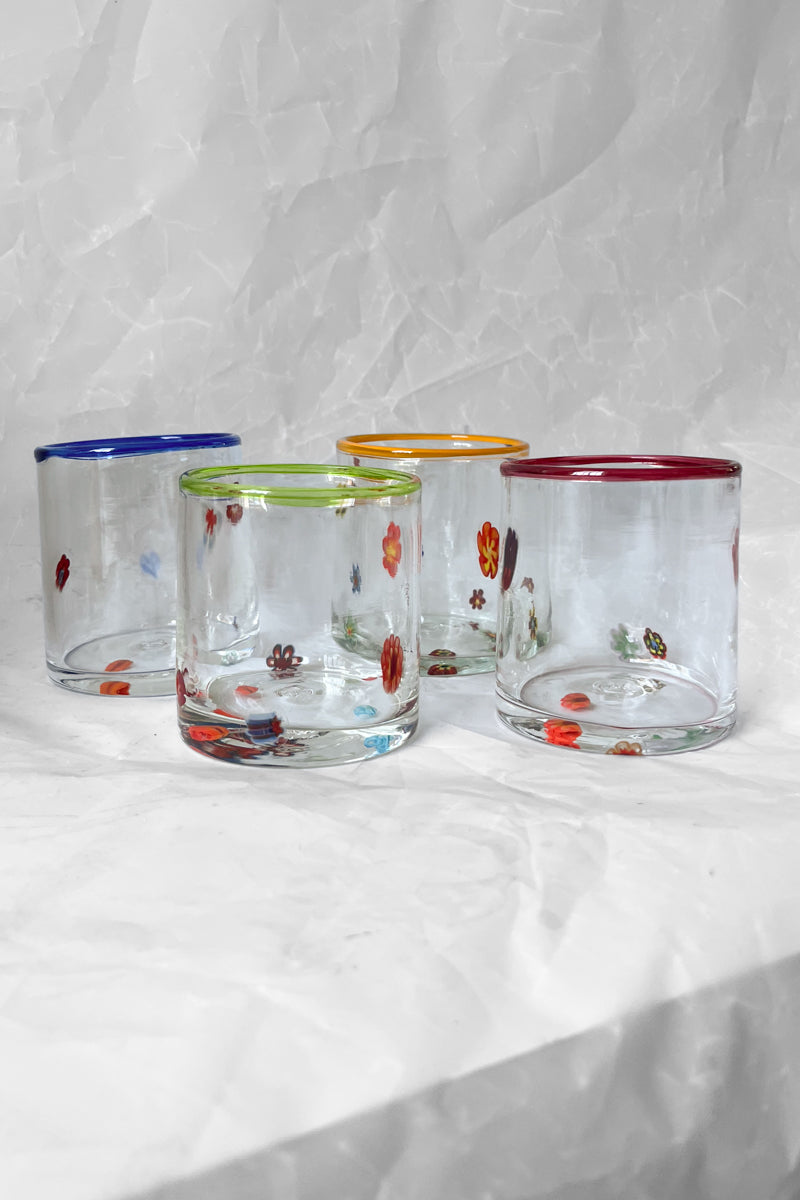 Mouth-blown Glass Flower Tumblers