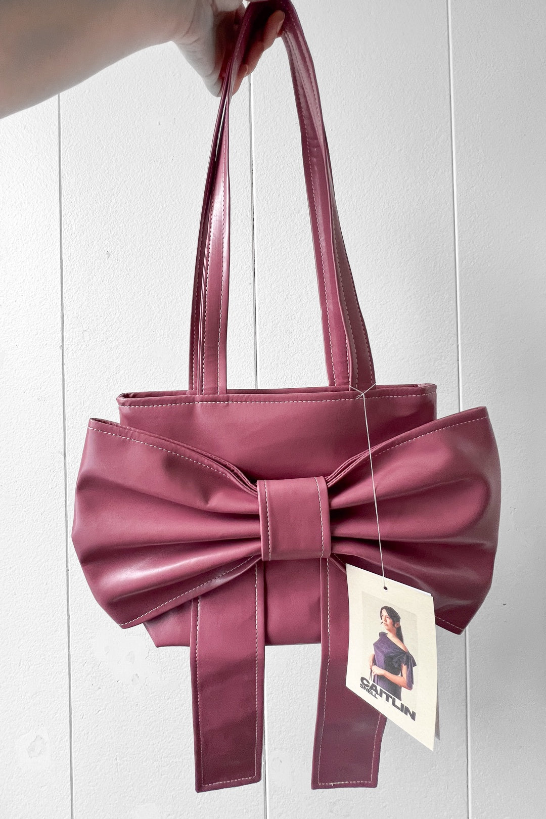 Caitlin Snell Vinyl Bow Market Bag Pink โ Crushes