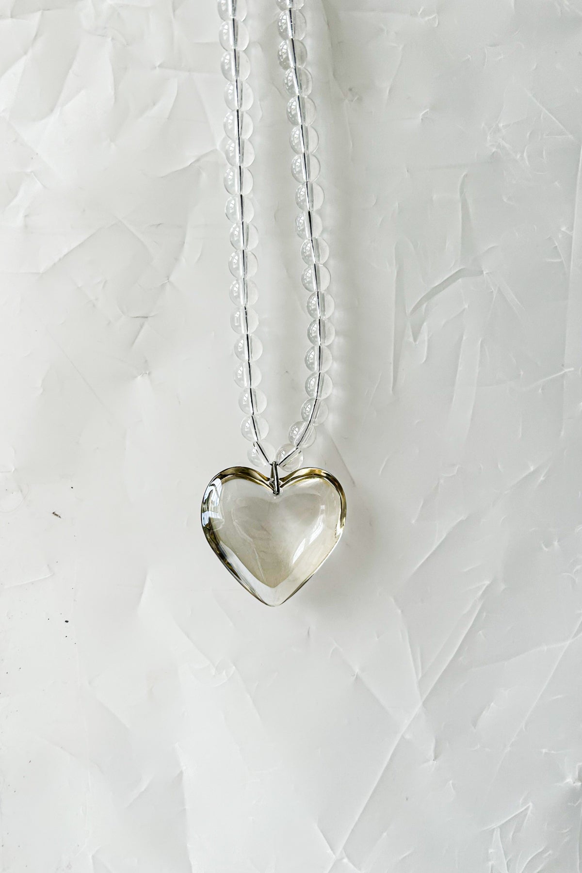 Champagne Heart and Clear Quartz Necklace