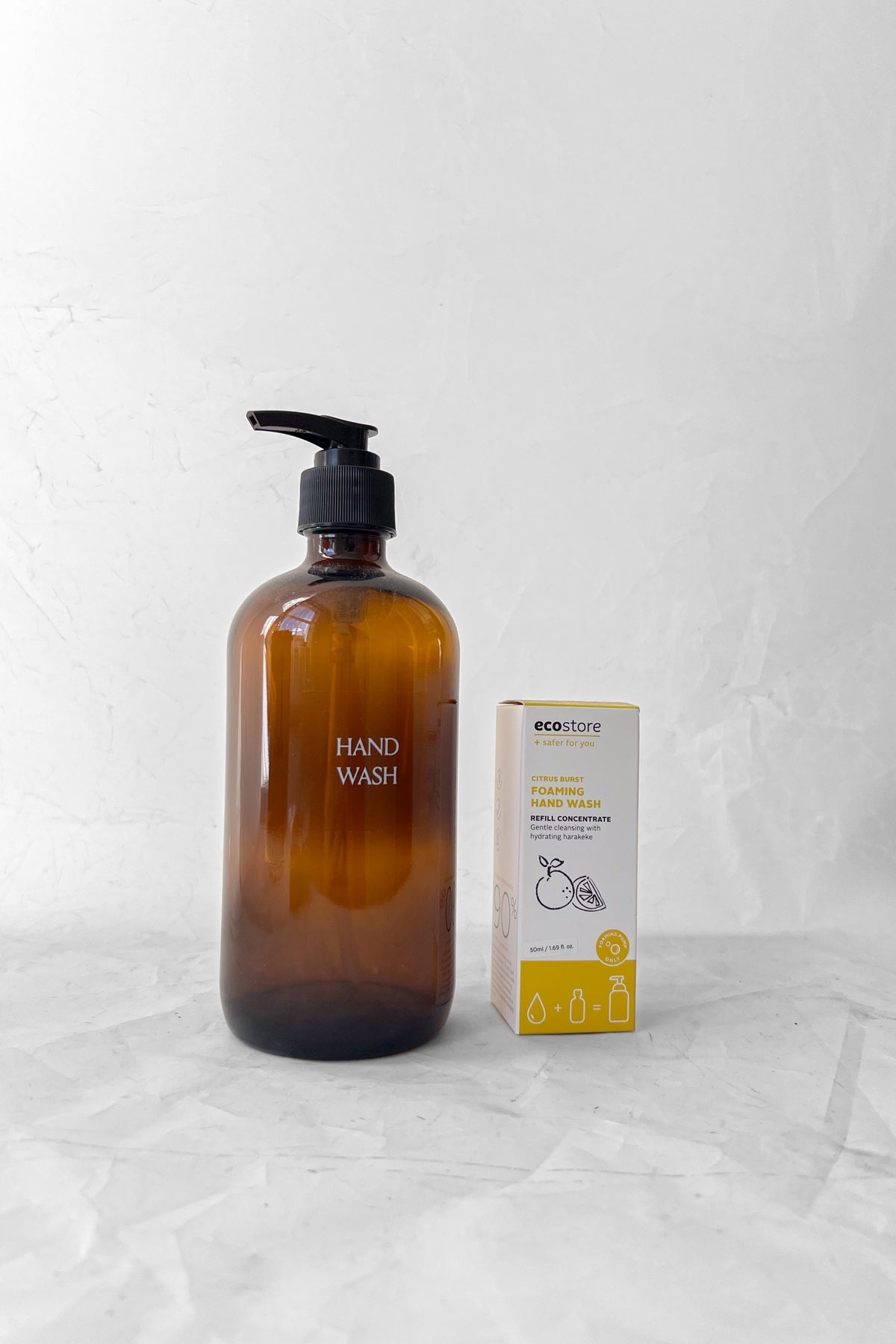 Hand Wash Set: Cleaning Concentrate and Re-usable Glass Pump Bottle