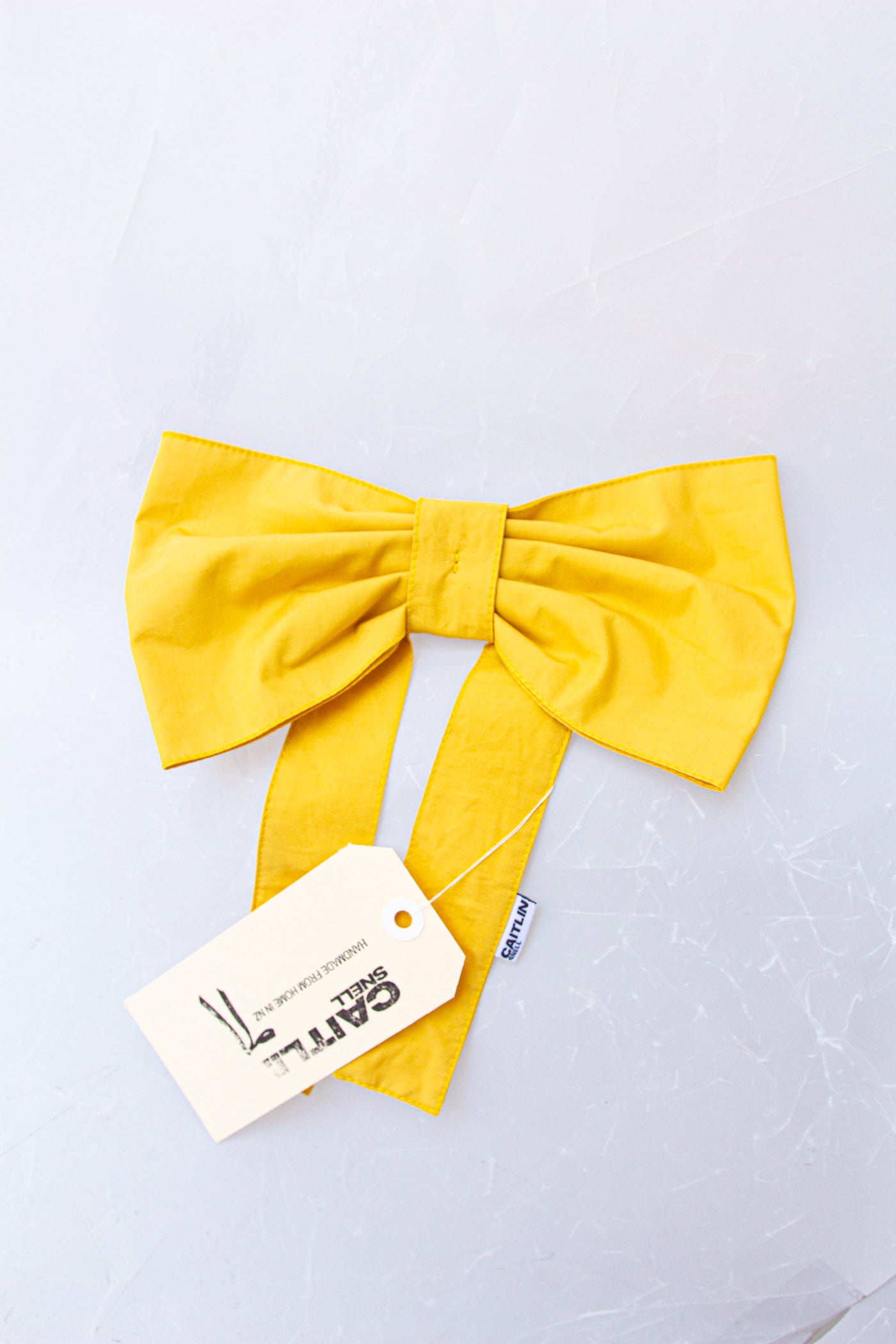 Oversized Cotton Hair Bow - Yellow