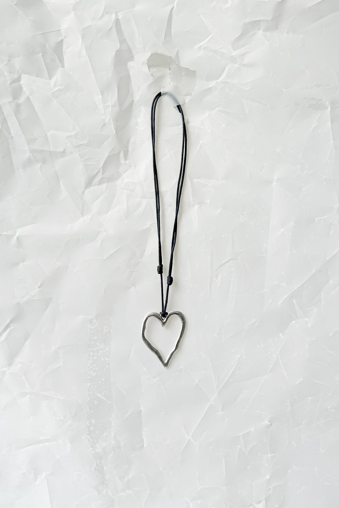 Large Silver Pendant Necklace - Heart