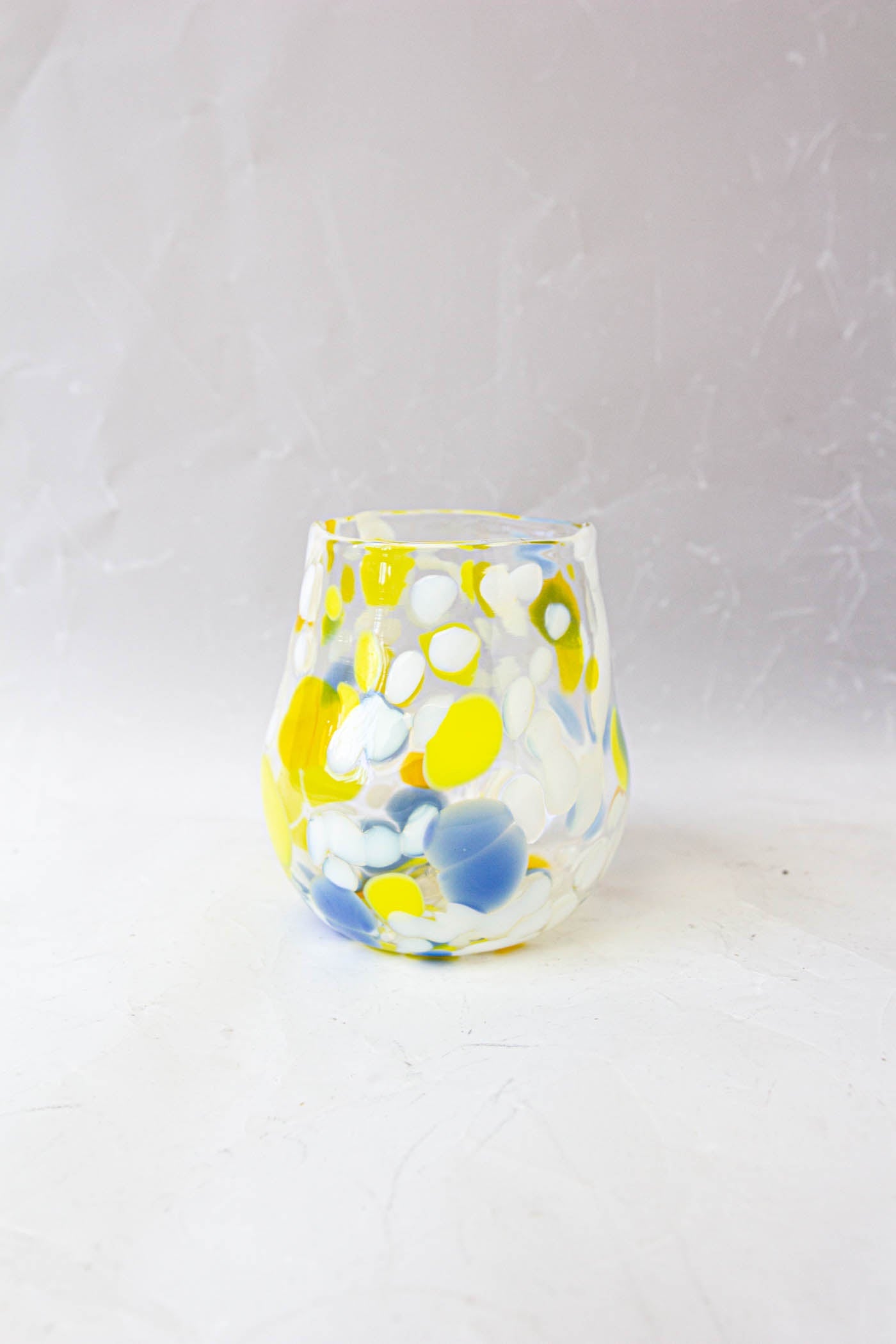 Blue and Yellow Mouthblown Glass Tumbler