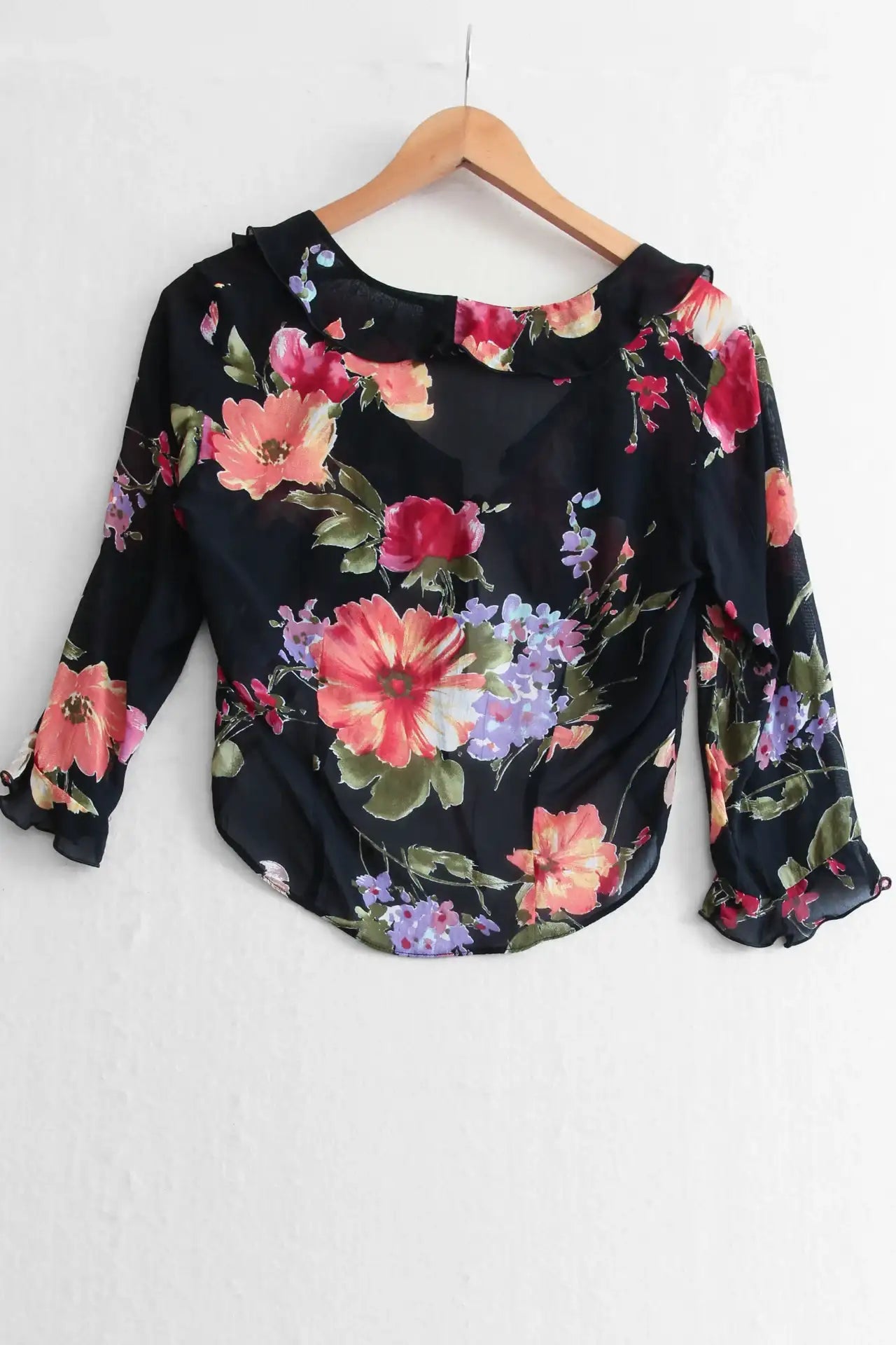 90s Wallis Sheer Floral Blouse (M)