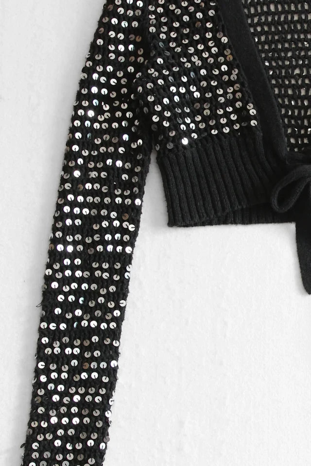 Y2K Cropped Knit Sweater (S)