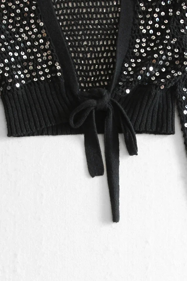 Y2K Cropped Knit Sweater (S)