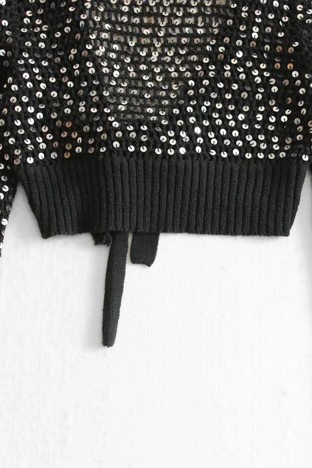 Y2K Cropped Knit Sweater (S)