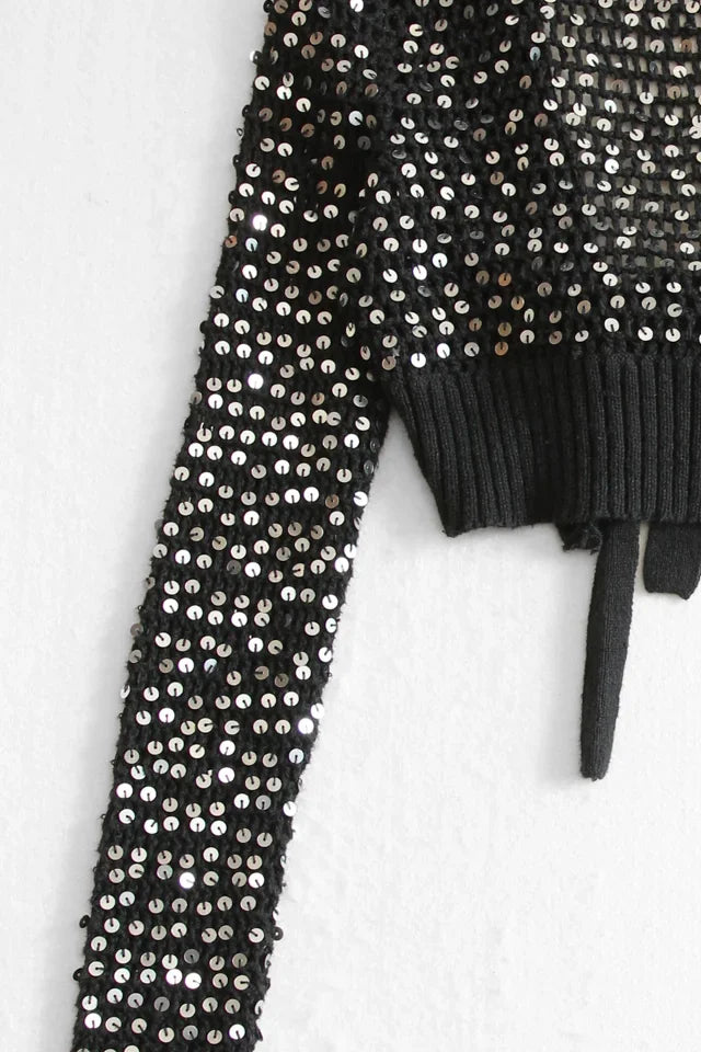 Y2K Cropped Knit Sweater (S)