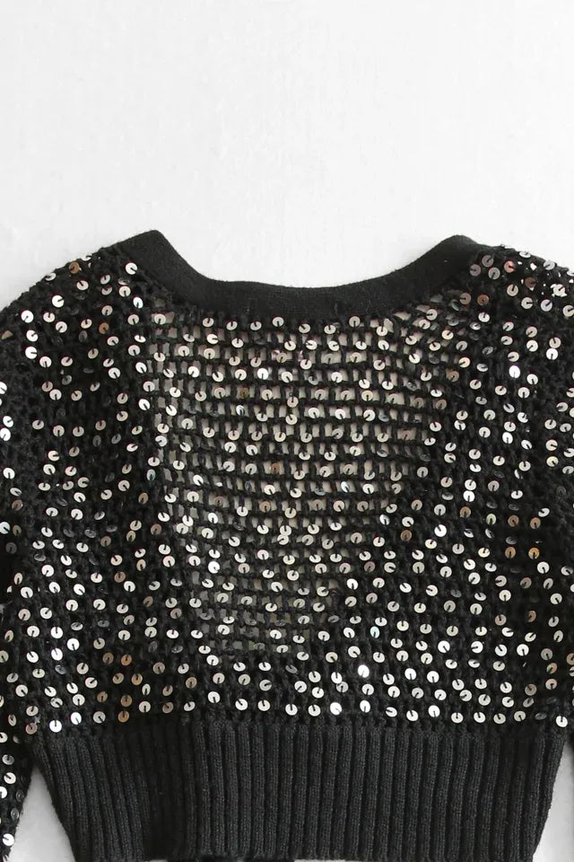 Y2K Cropped Knit Sweater (S)