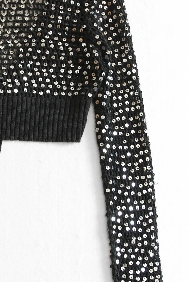 Y2K Cropped Knit Sweater (S)