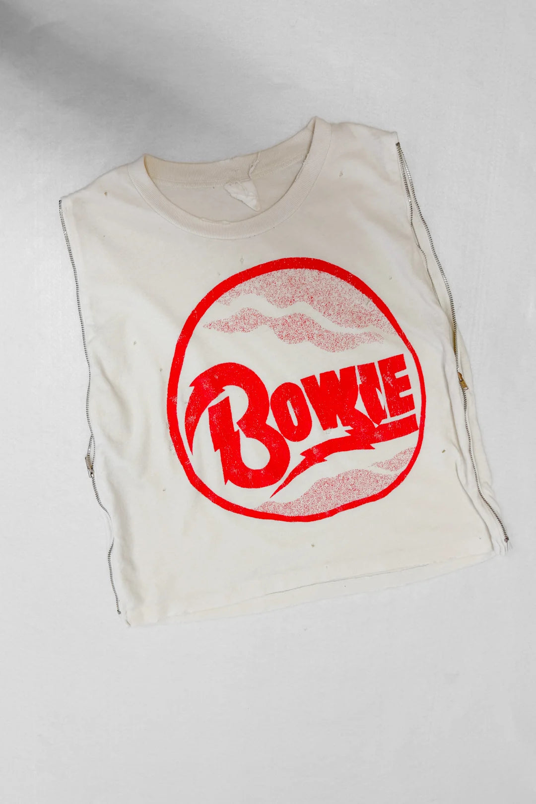 80s Bowie Sleeveless Zip T-shirt (S-M)