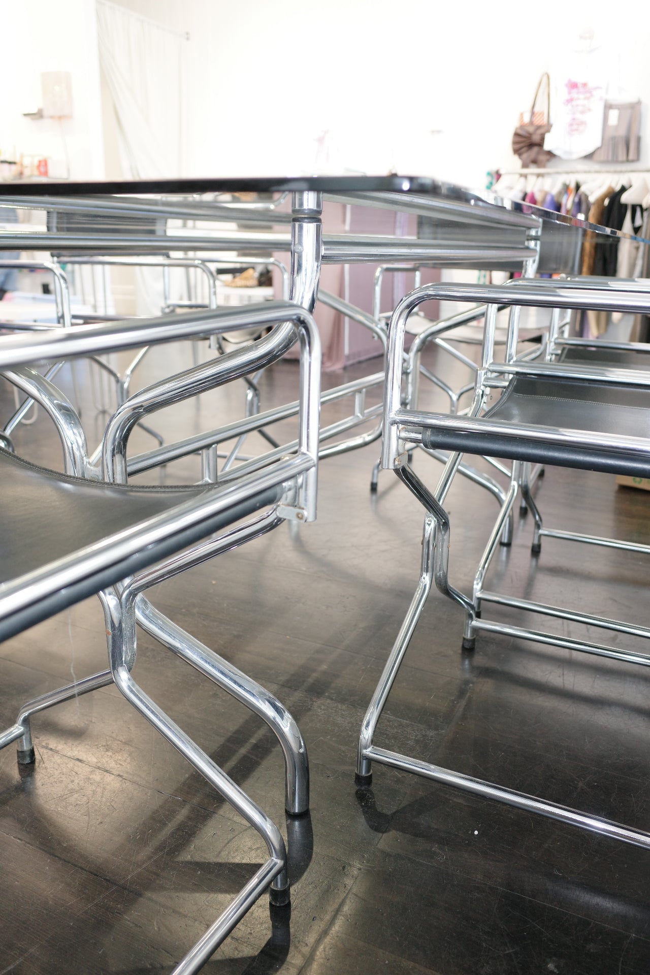 Chrome Tubular 6 Piece Dining Suite