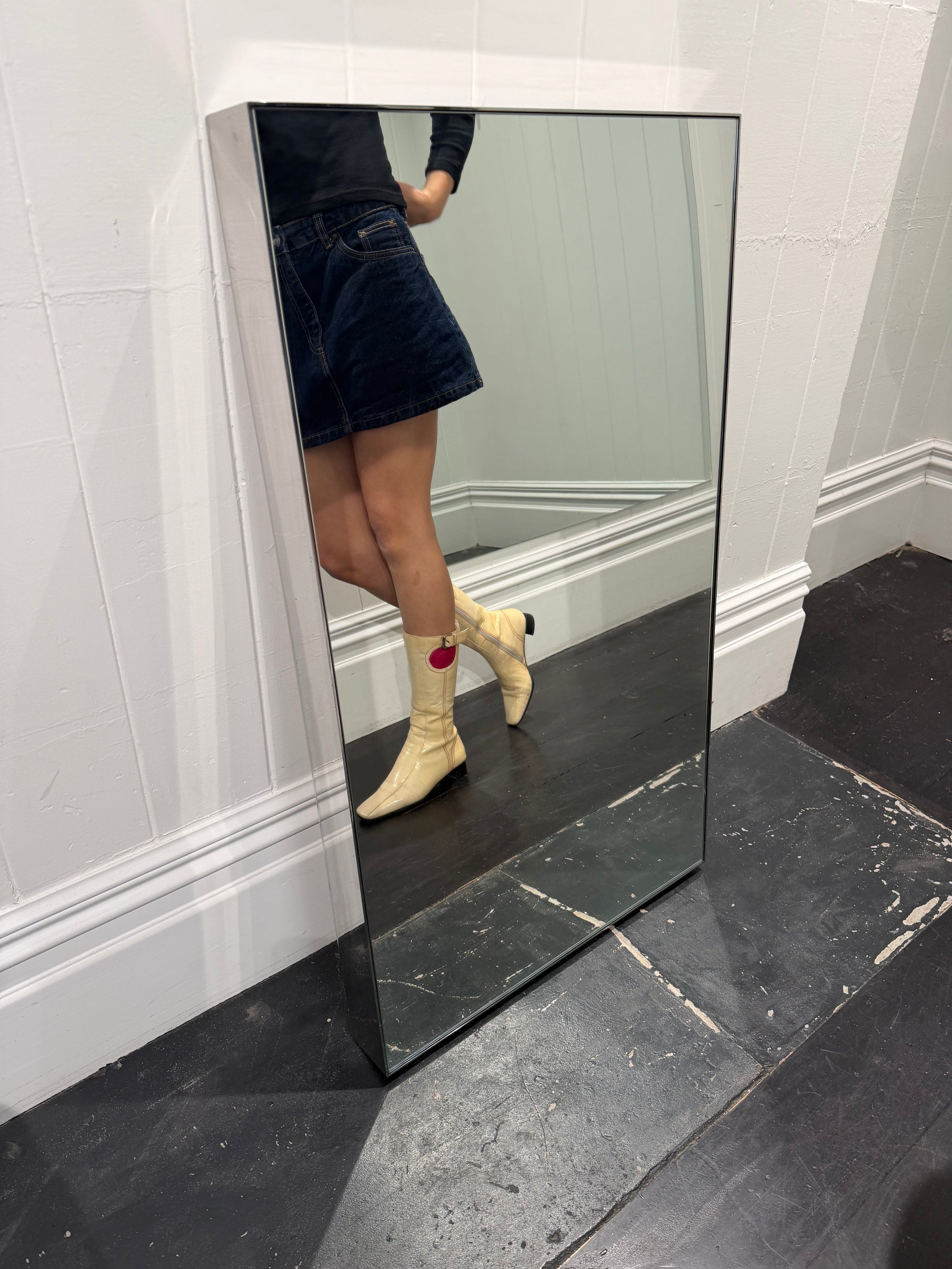 Large Stainless Steel Box Framed Mirror