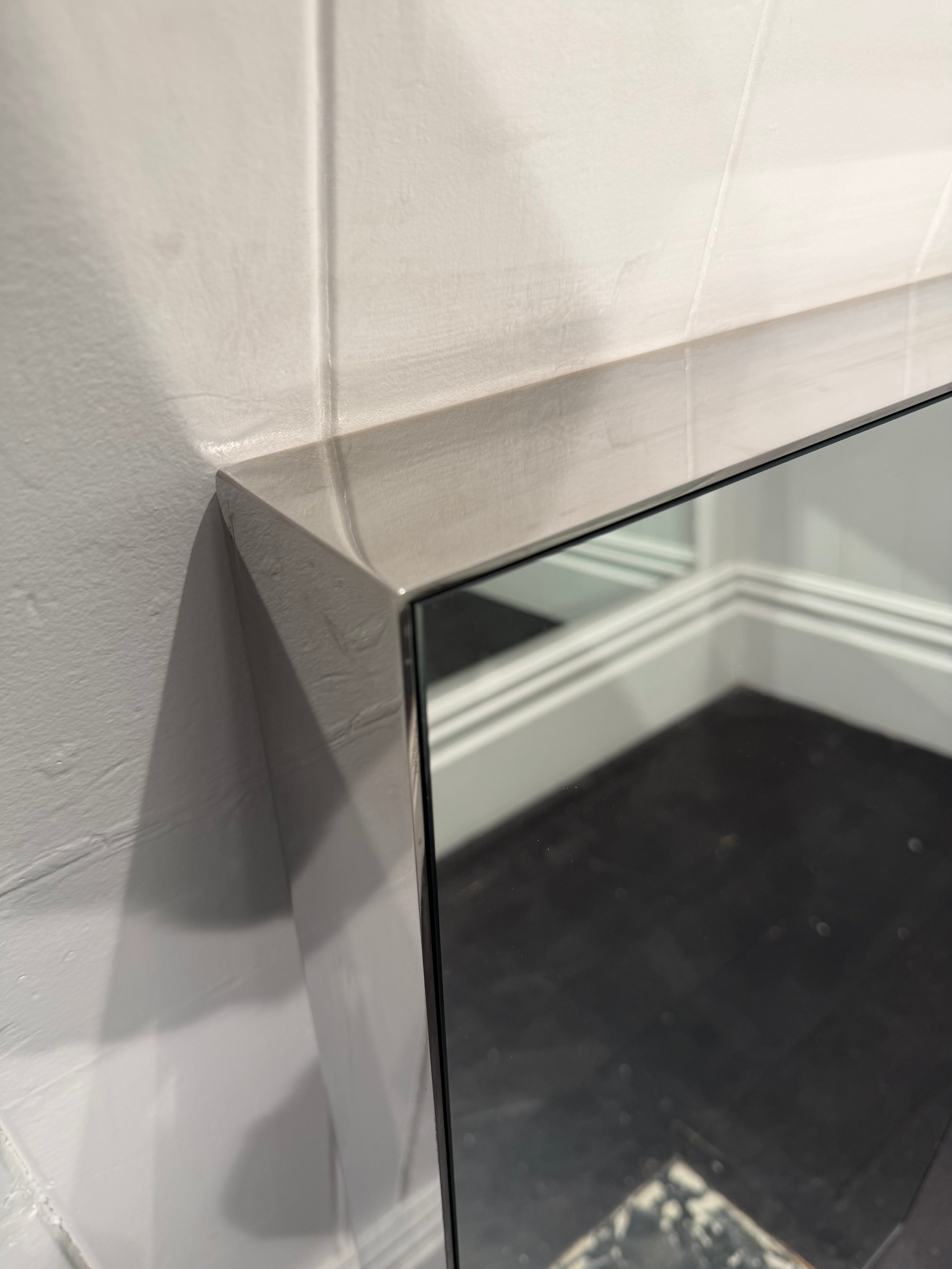 Large Stainless Steel Box Framed Mirror