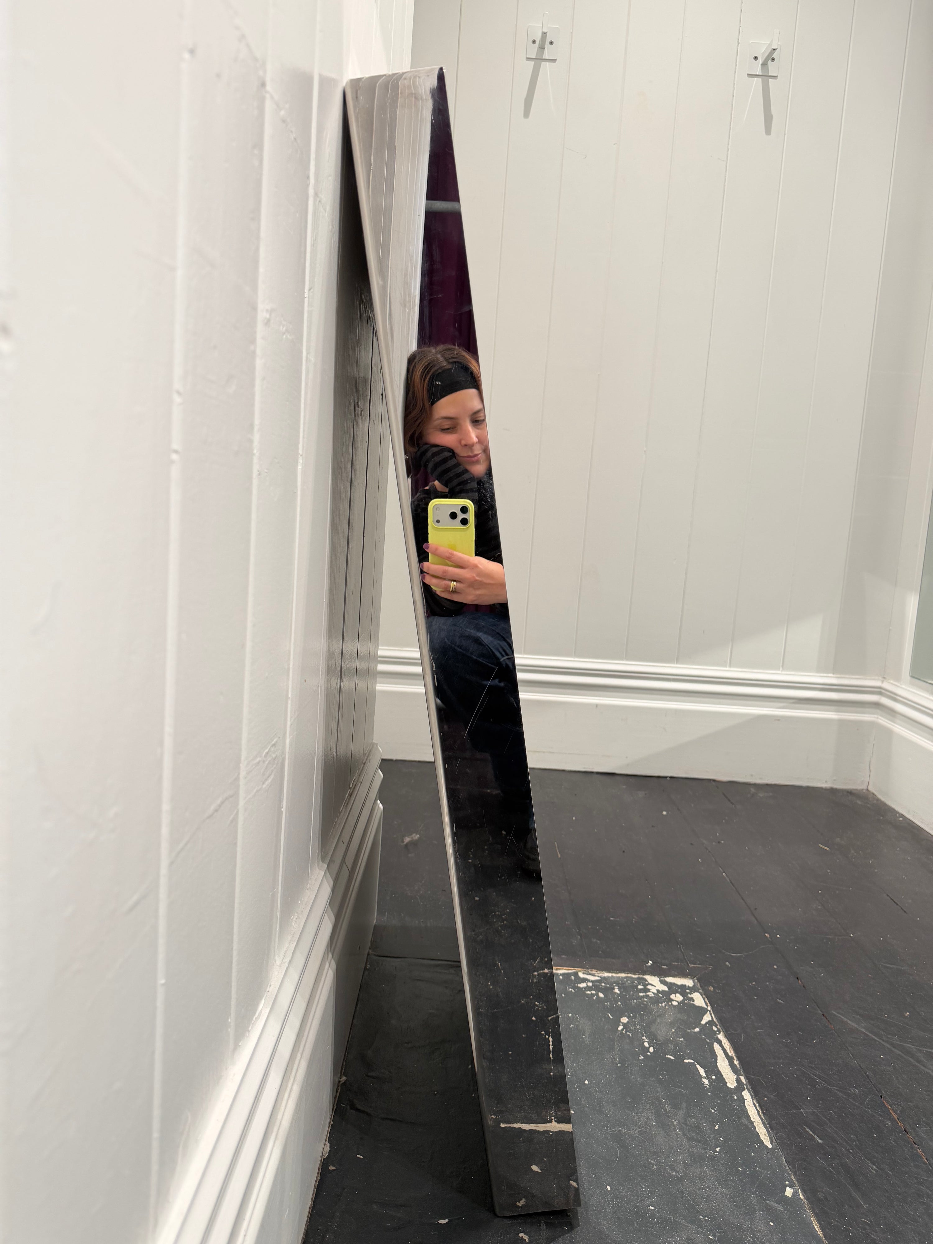 Large Stainless Steel Box Framed Mirror