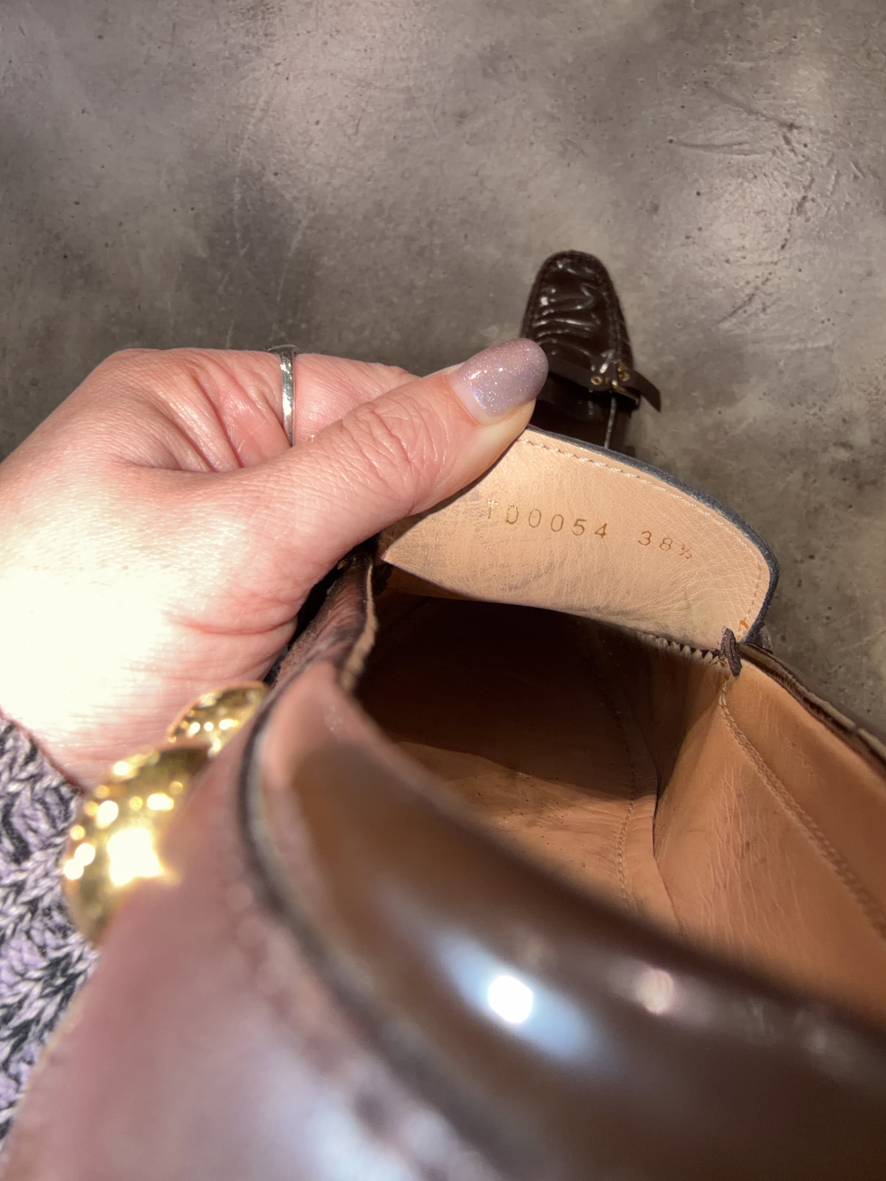 Louis Vuitton Dark Brown Patent Leather Driving Loafers (38.5)