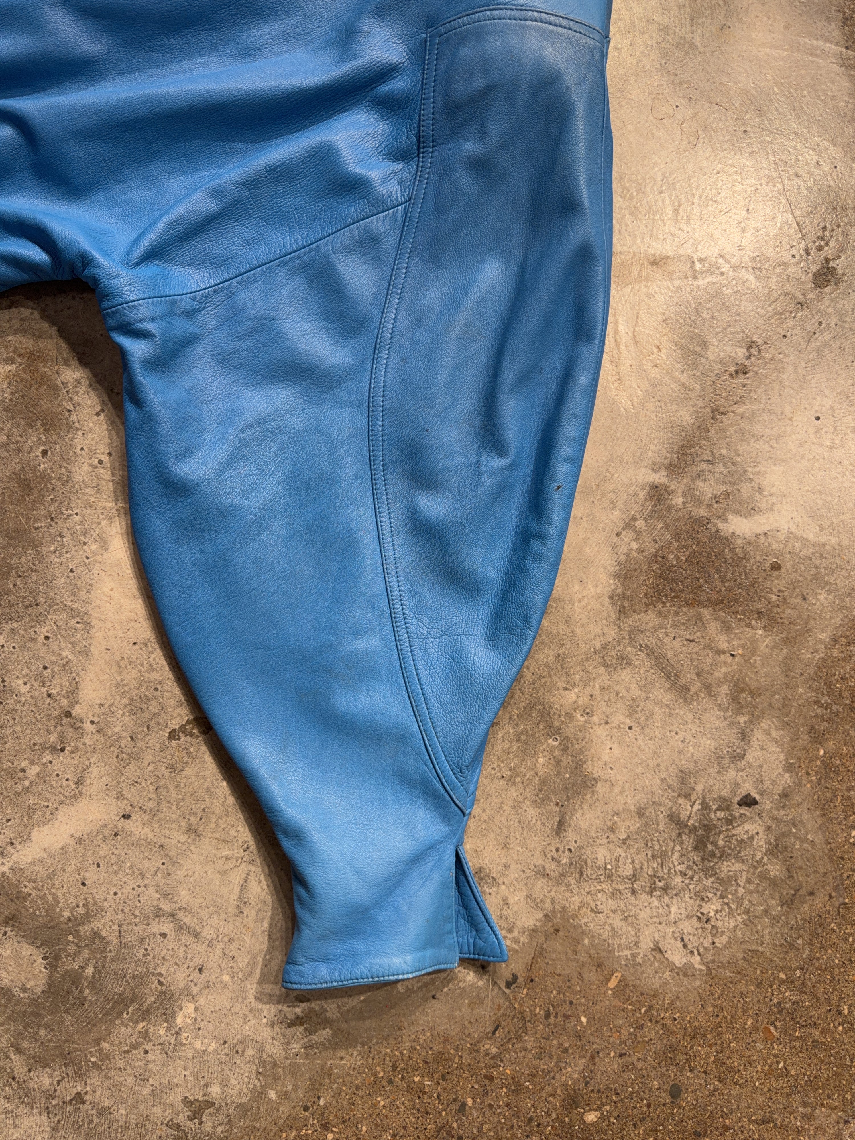 80s Blue Leather Jacket (S/M)