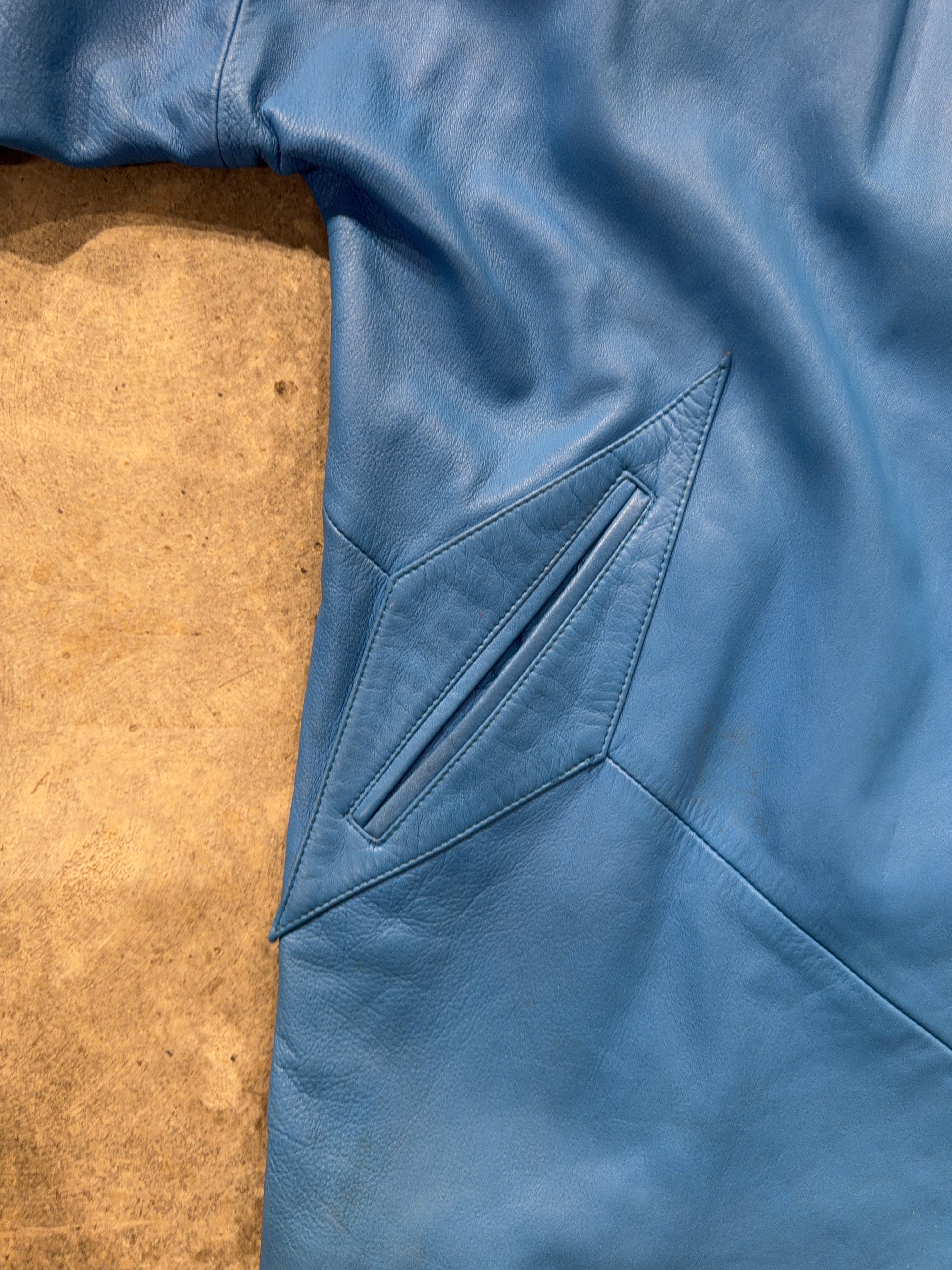 80s Blue Leather Jacket (S/M)