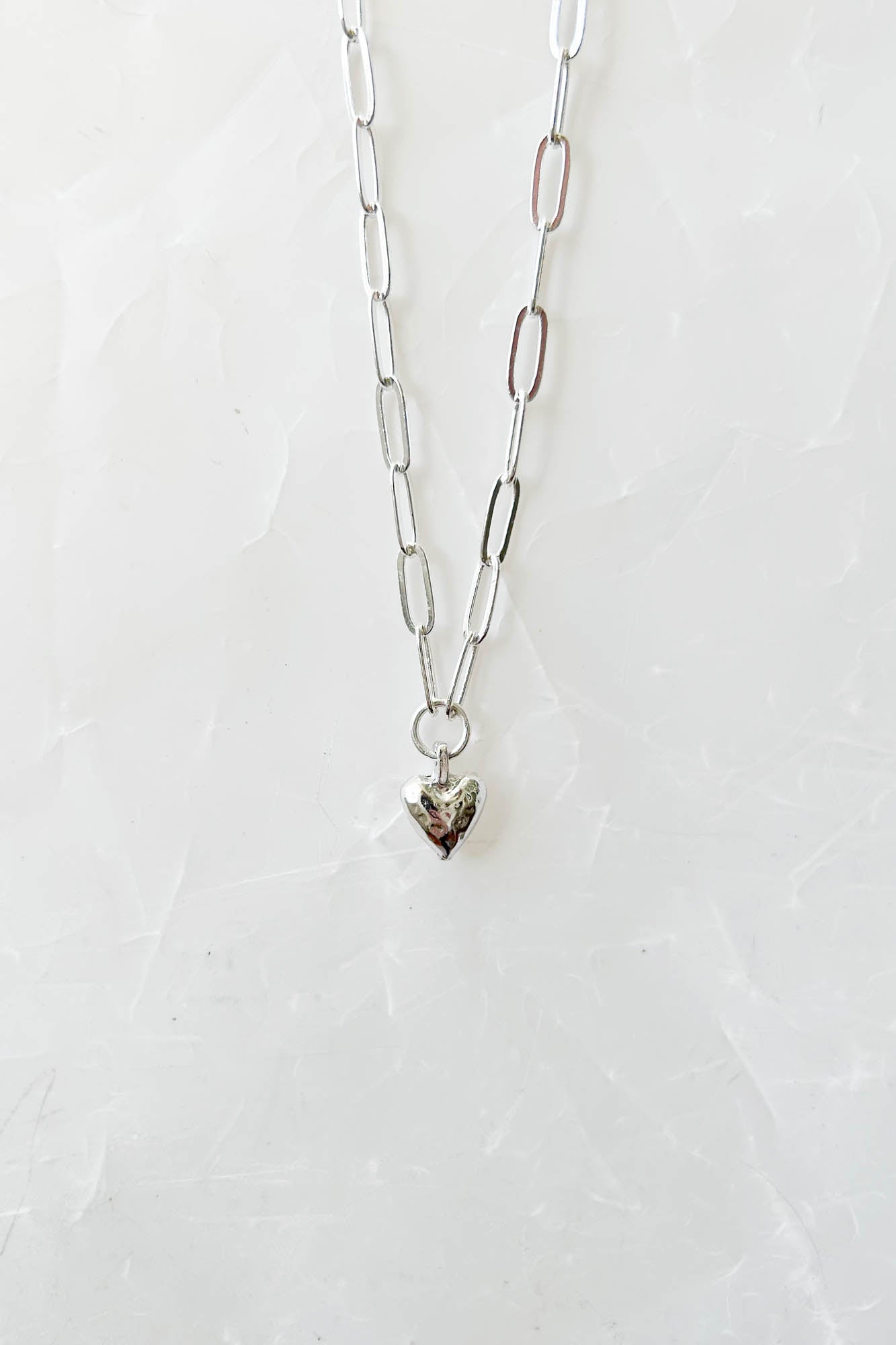 Silver Heart Anchor Necklace