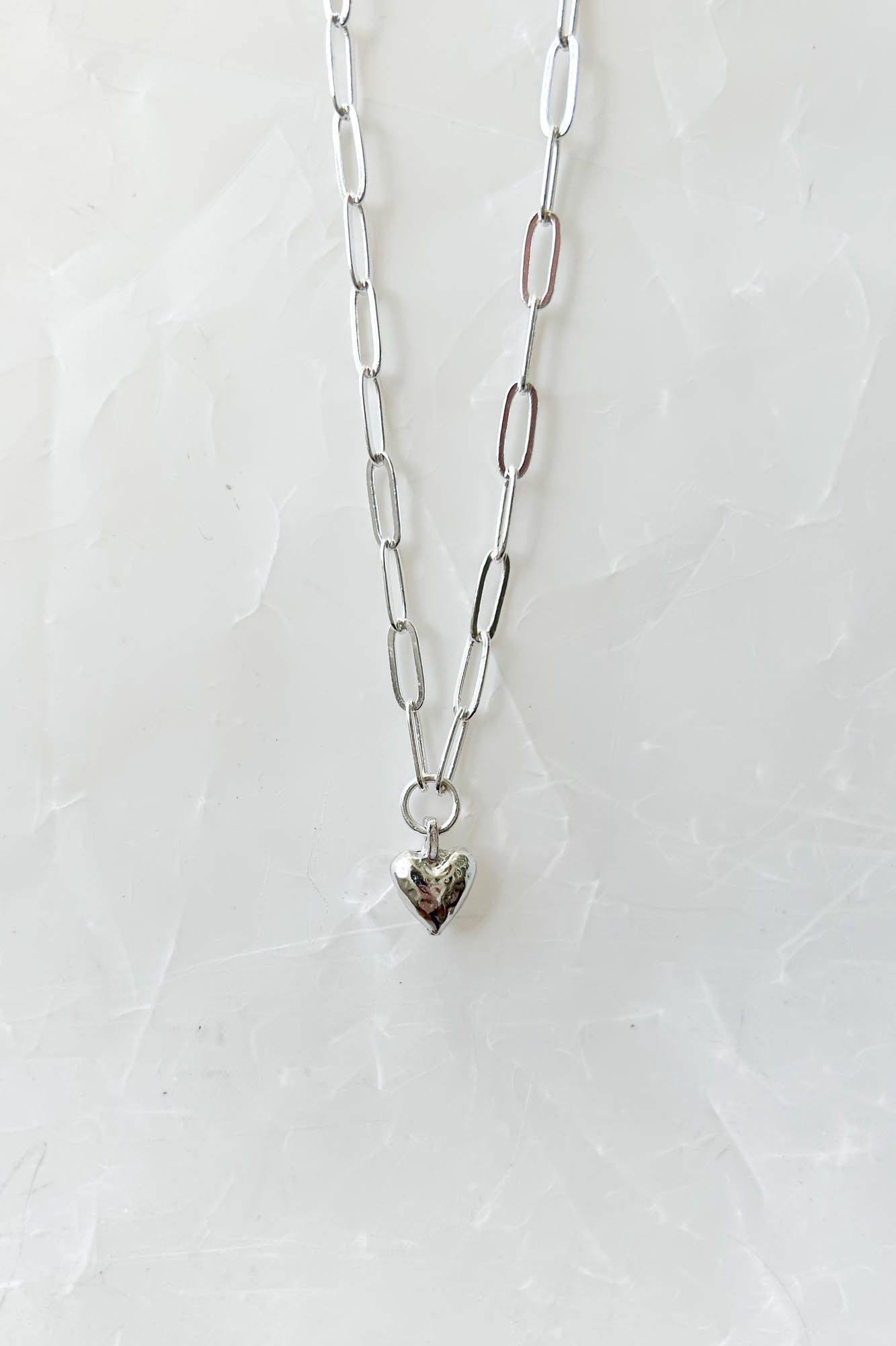 Silver Heart Anchor Necklace