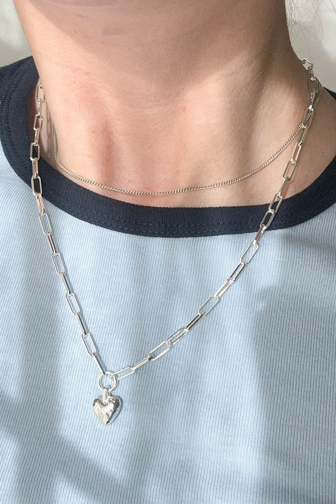 Silver Heart Anchor Necklace