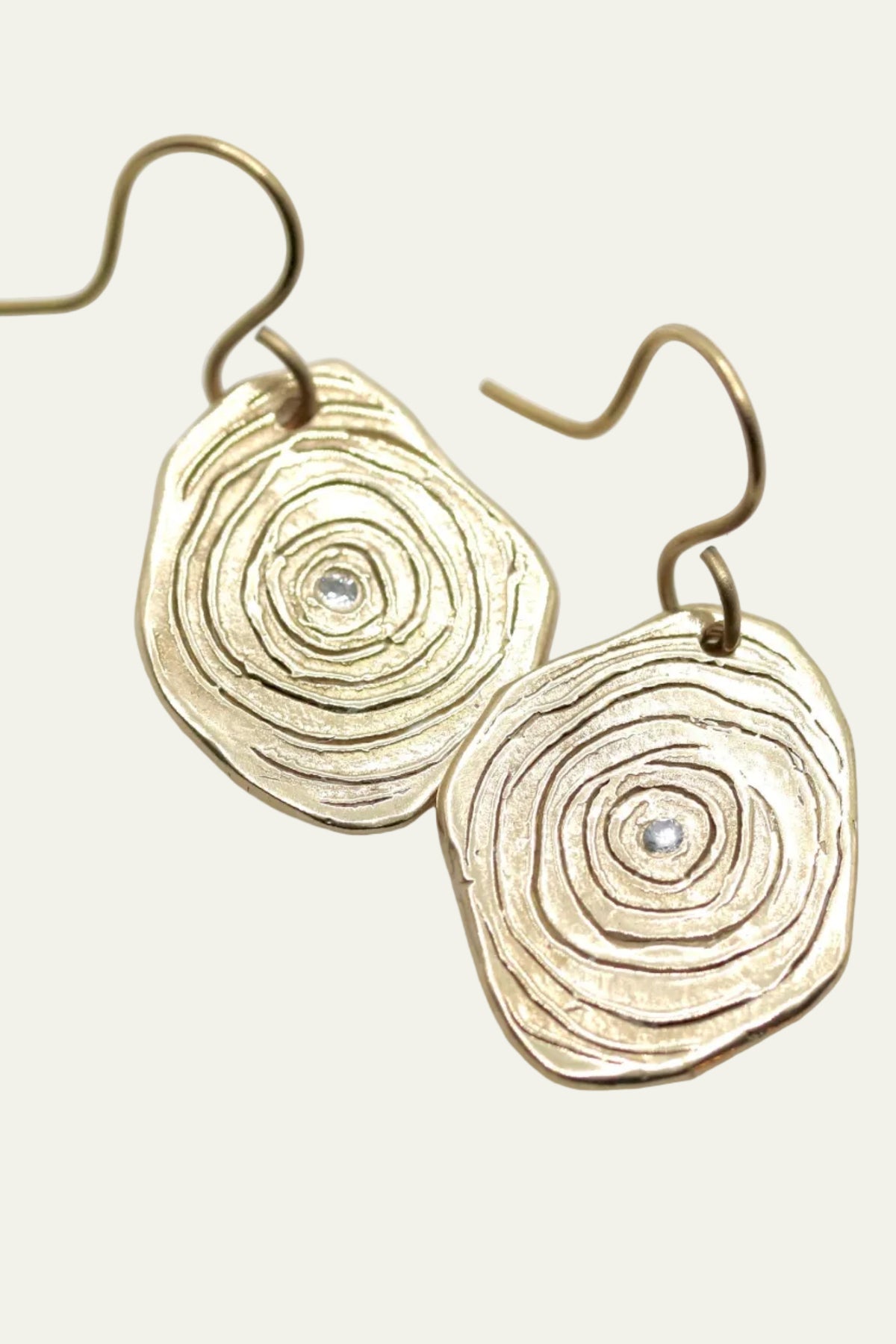 Spiral Bronze Earring w/ Clear Cubic Zirdconia