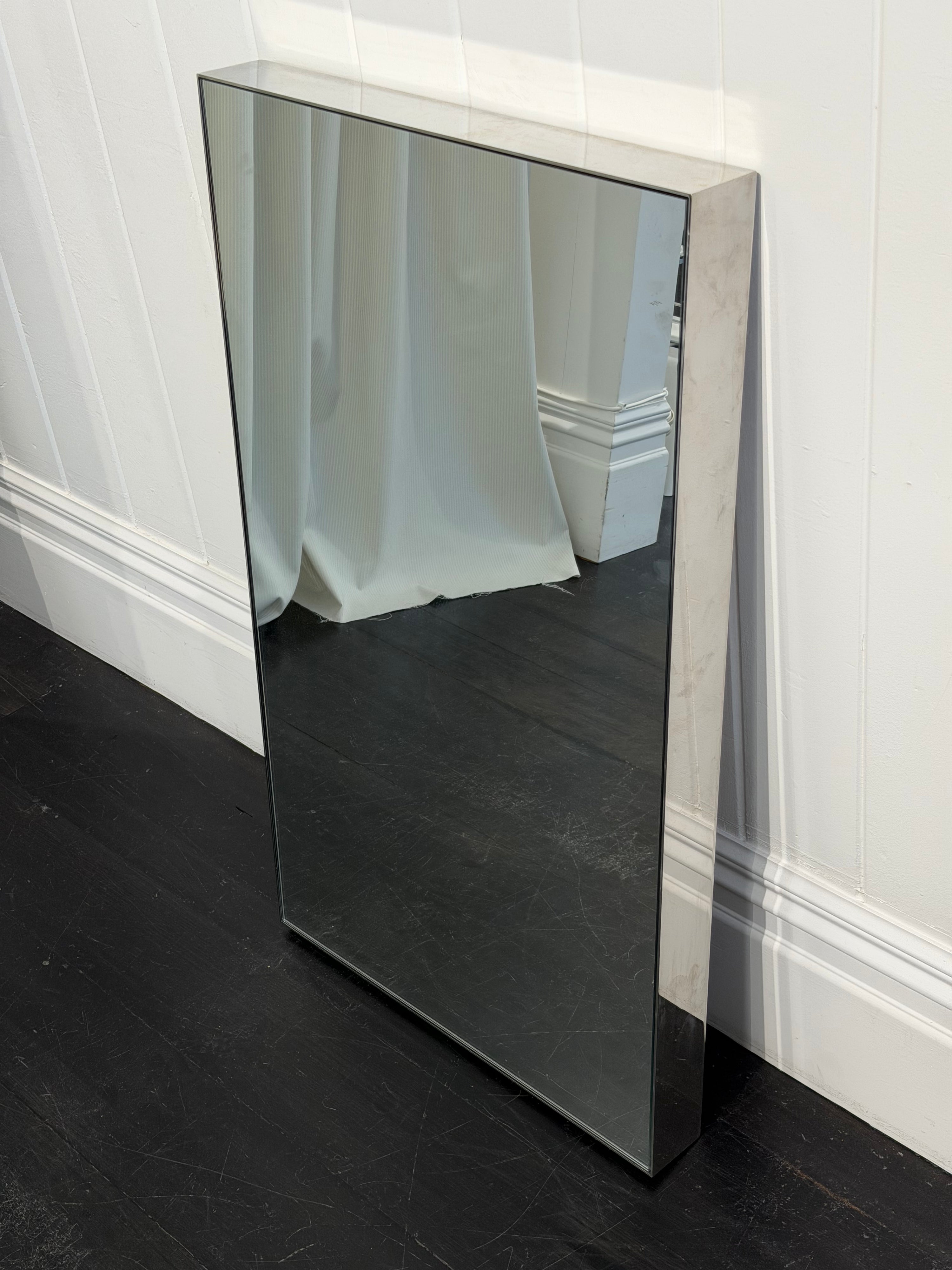 Large Stainless Steel Box Framed Mirror