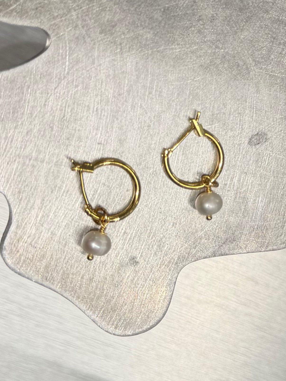 Baby Pearl Gold Hoops