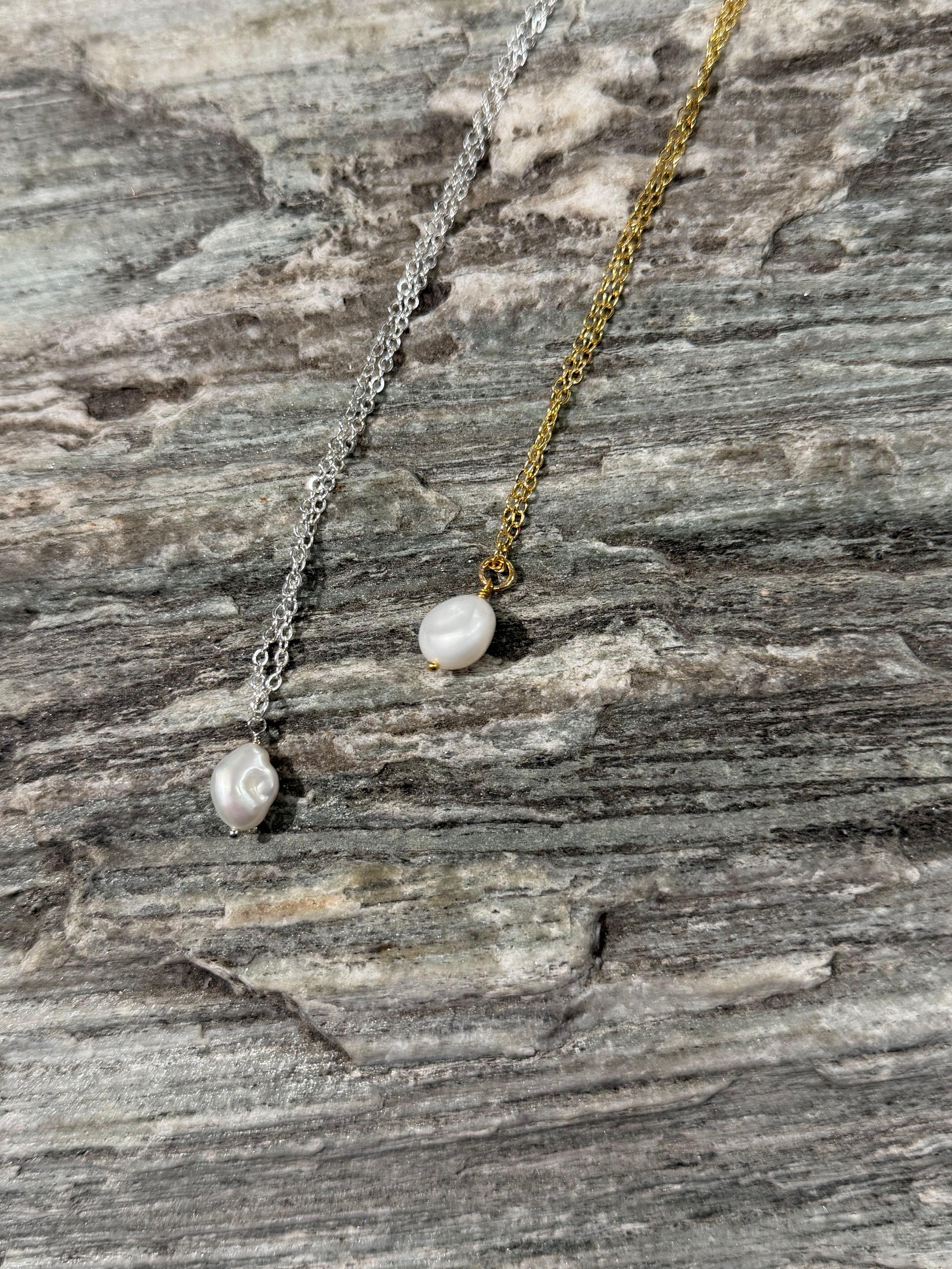 Real Baroque Pearl Necklace in Gold or Silver