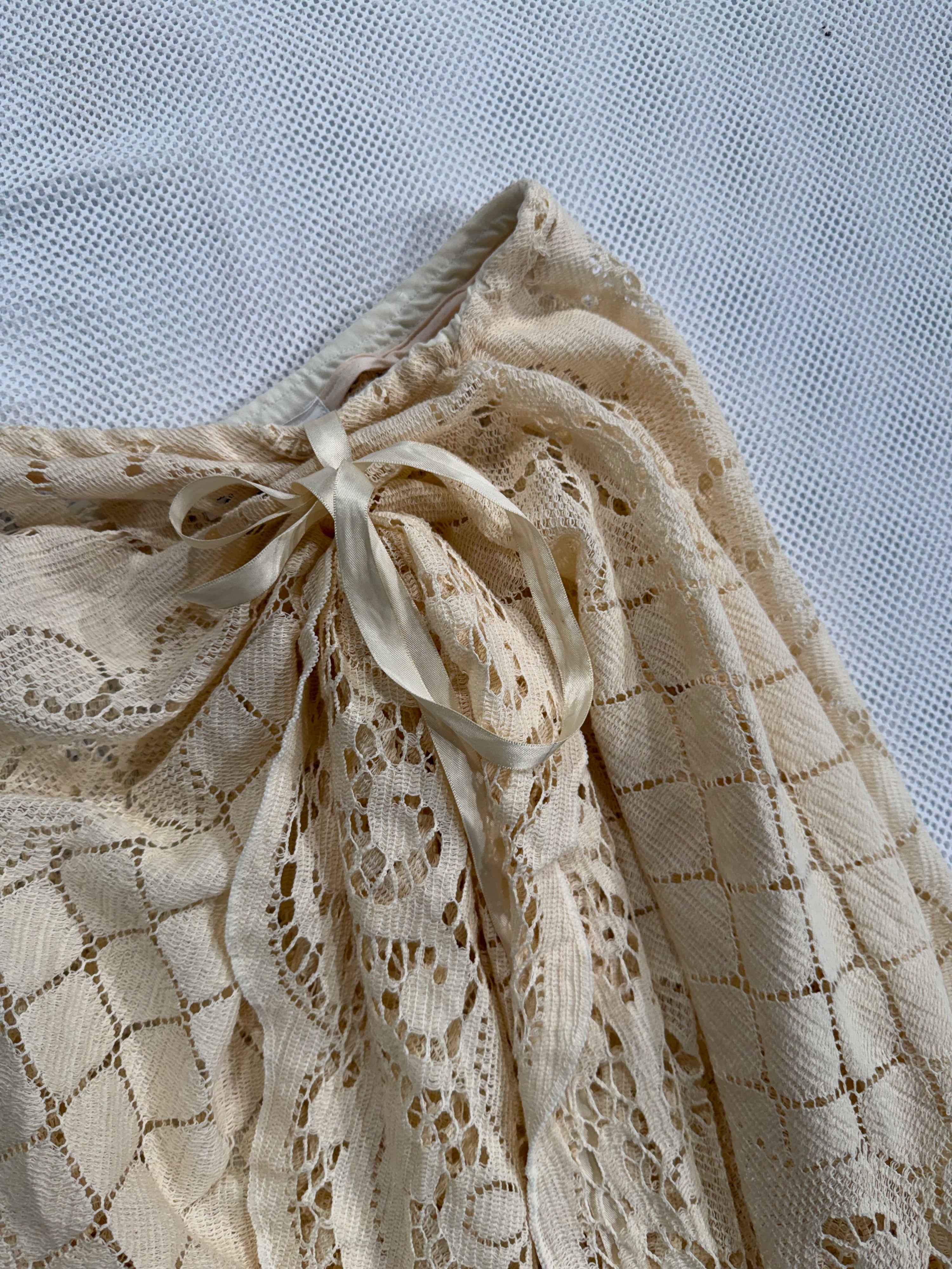 Upcycled Cream Lace + Ribbon Circle Skirt