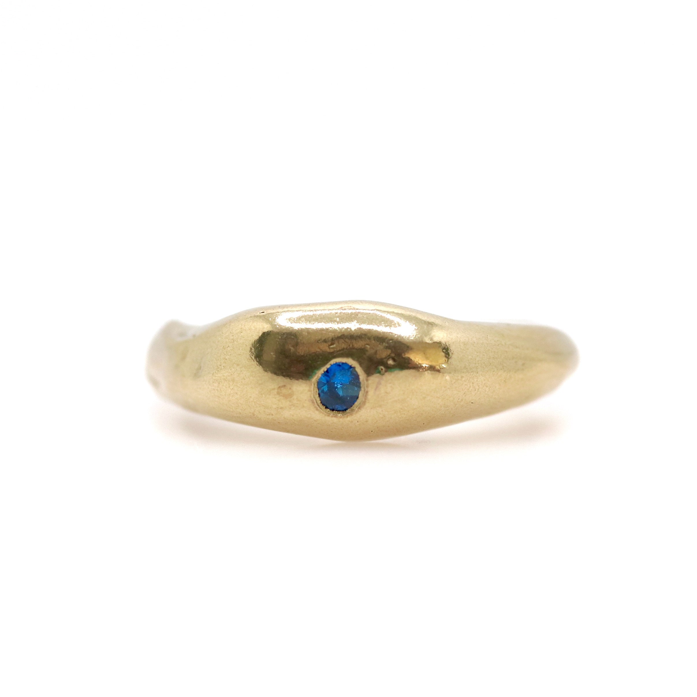 Big Domed Bronze Stacker w/ Blue Gem