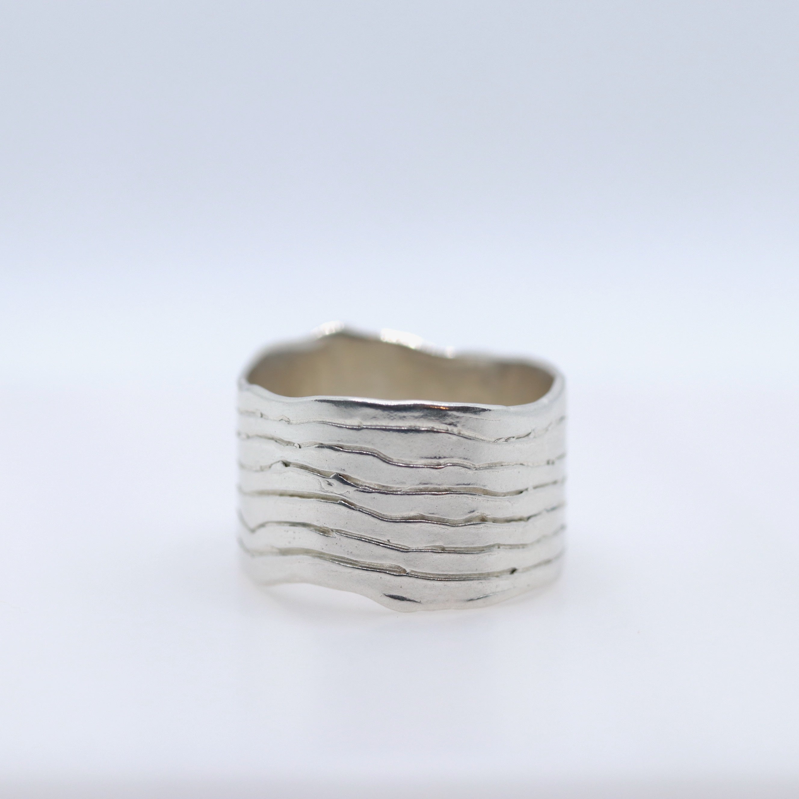 Wavy and Wide Sterling Silver Ring