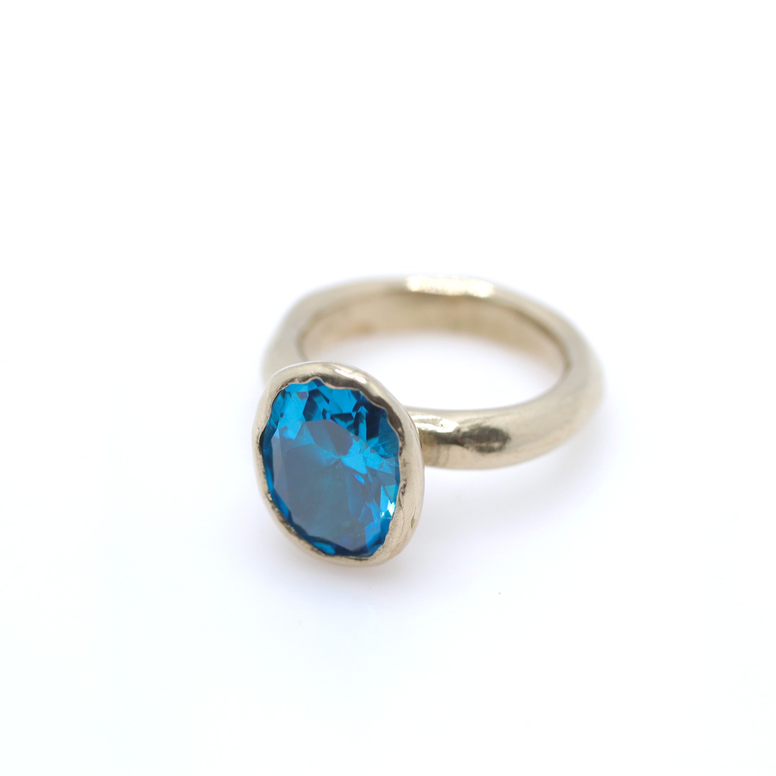 Bronze Cocktail Ring w/ Blue Oval
