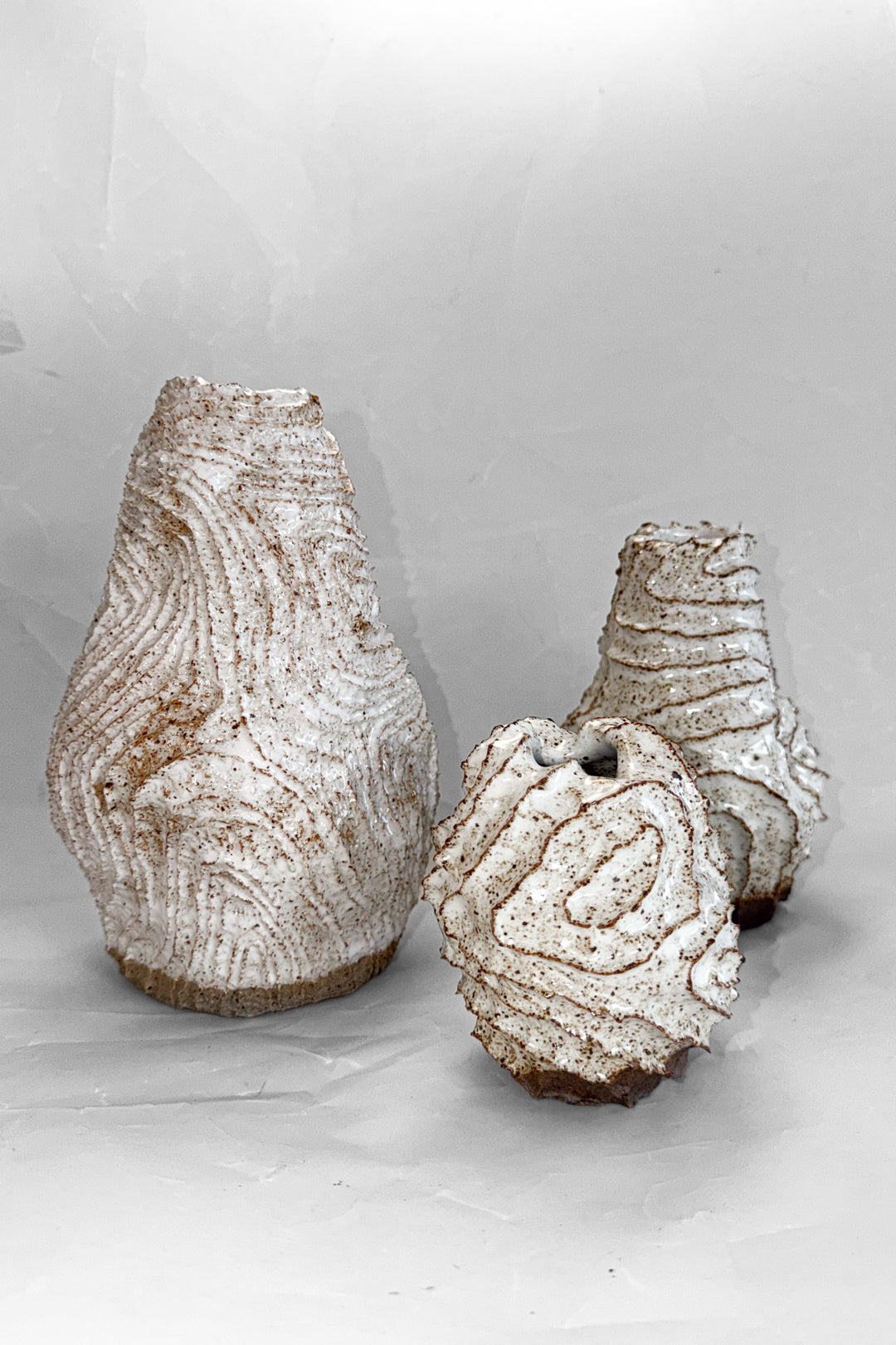 White Spiky Ceramic Vases
