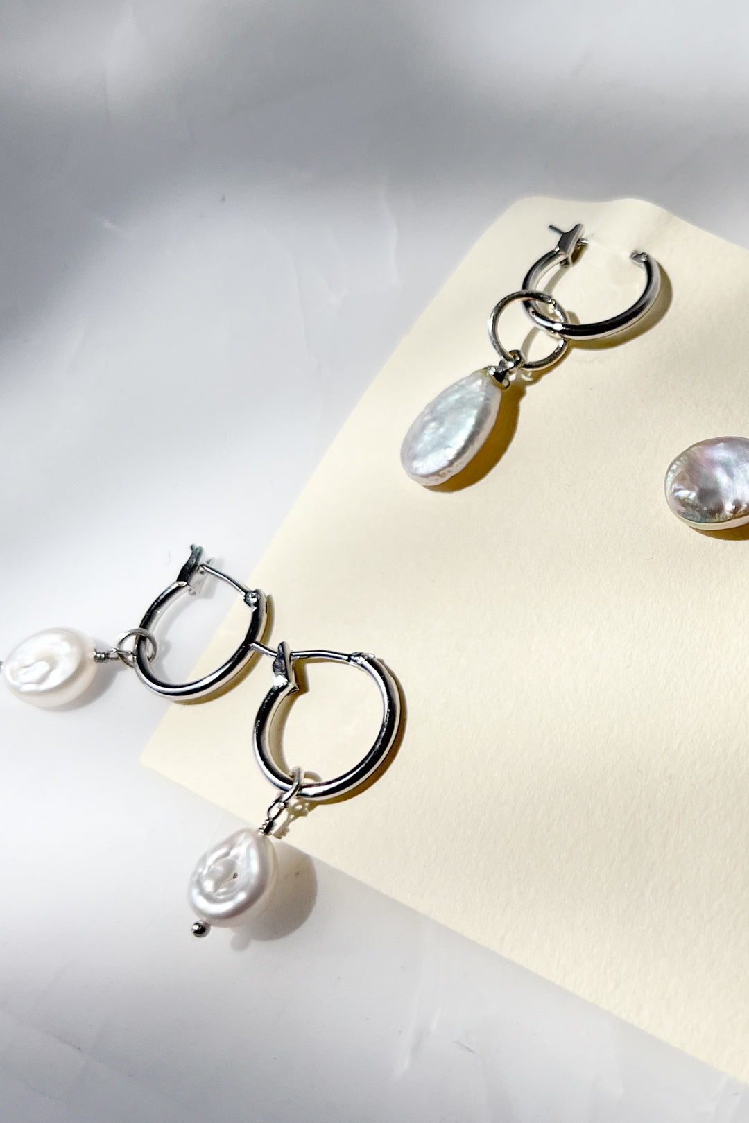 Baby Pearl Silver Hoops