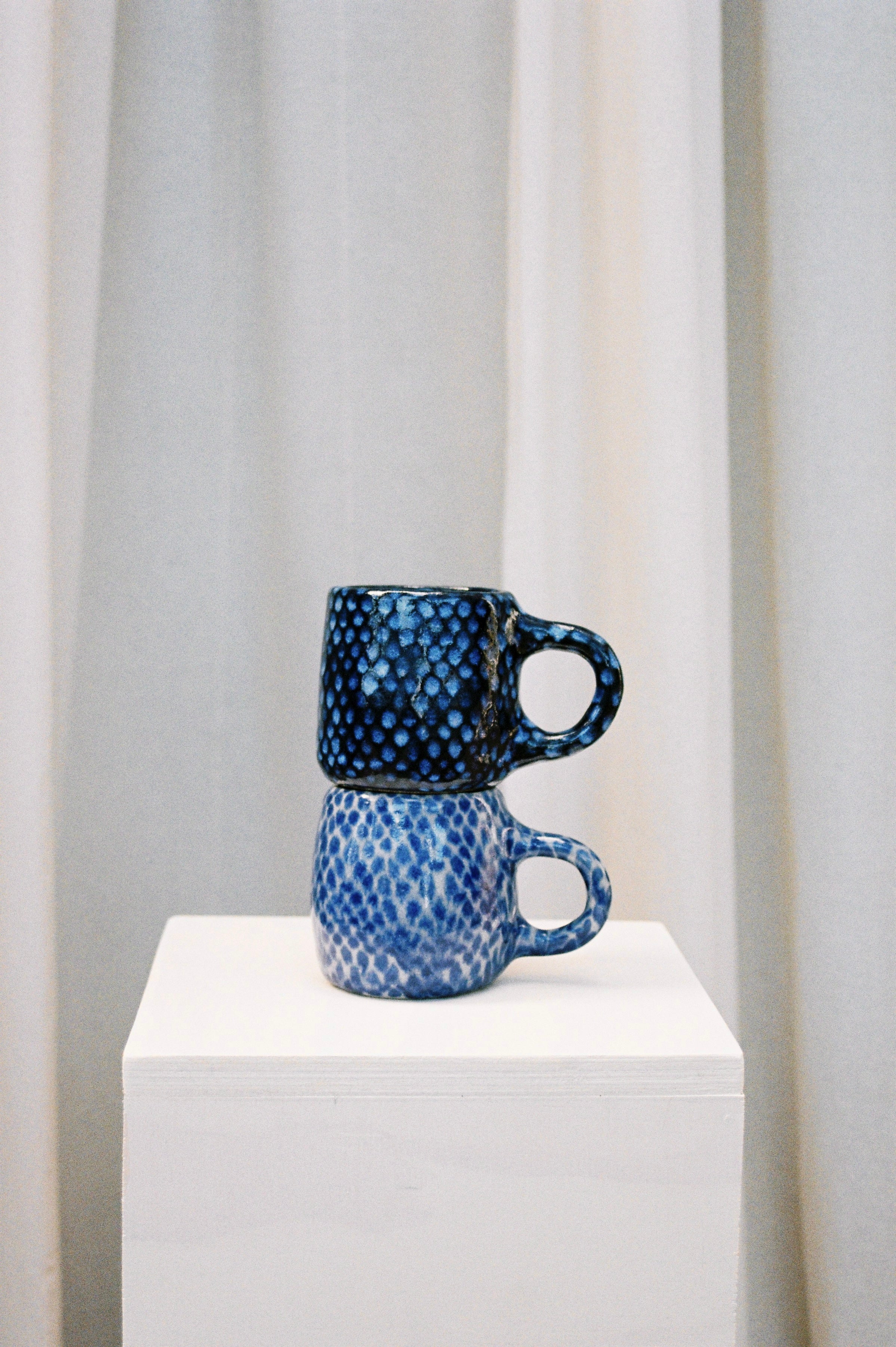 Large Blue on Blue Ceramic Mug