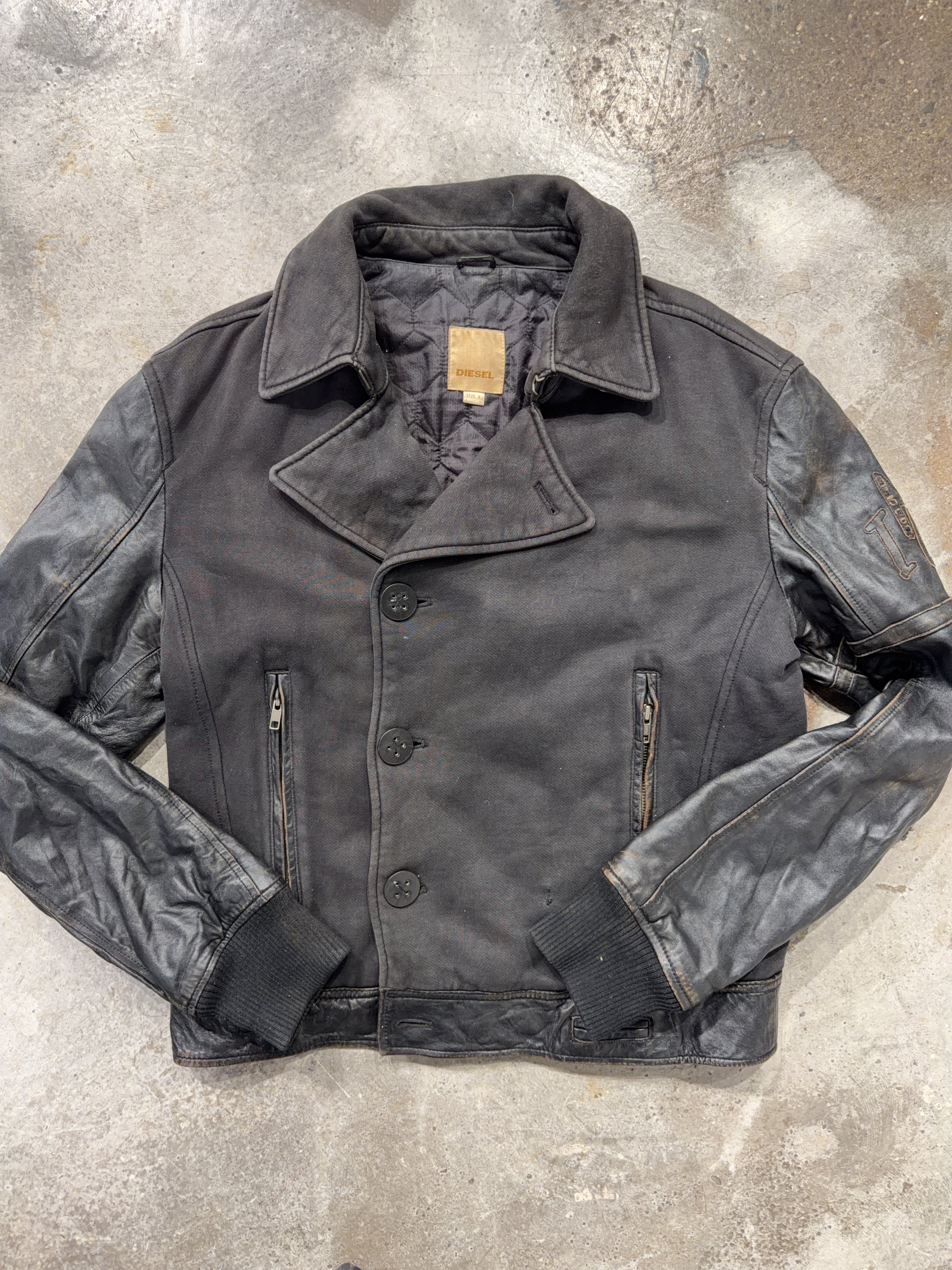 Diesel Leather Combo Double Breasted Jacket (L)