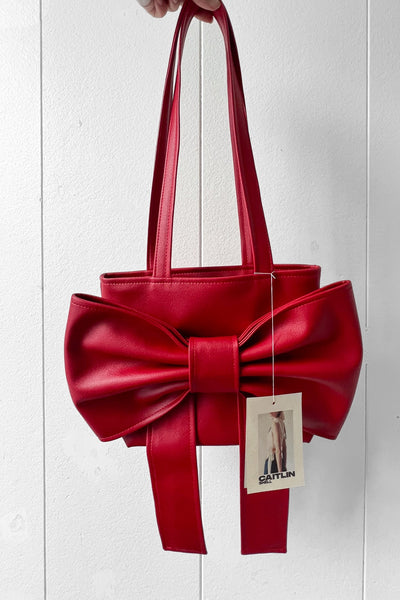 Caitlin Snell Vinyl Bow Market Bag Red – Crushes