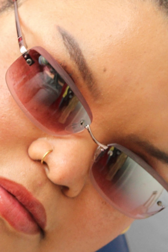 'Celine Dion' Vintage Deadstock Sunglasses - Frameless Mauve