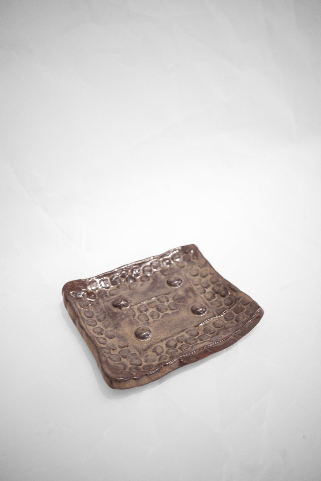 Stamped Ceramic Plum Soap Dish