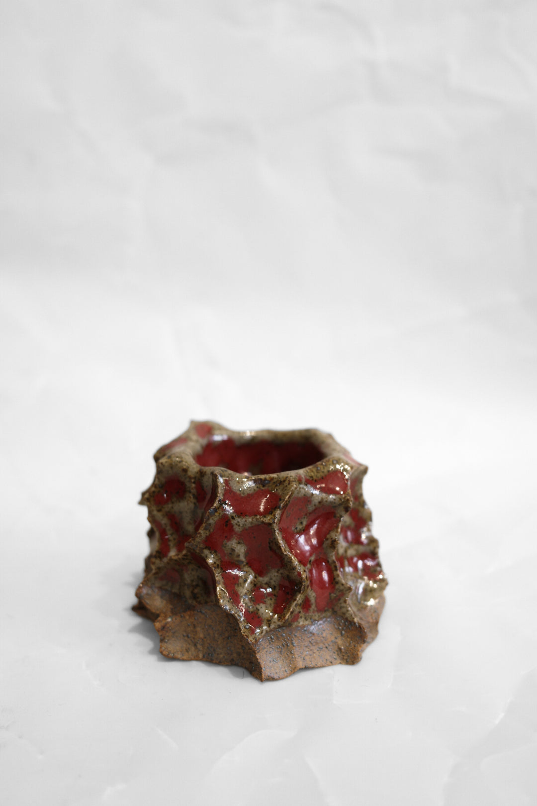 Red Spiky Candle Stick and Holder