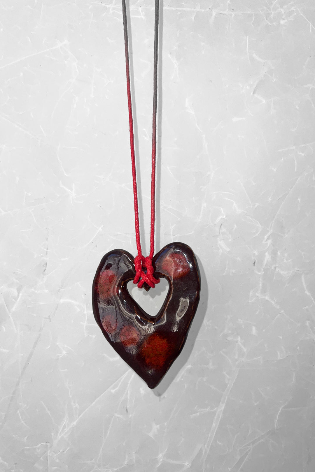 Heart Ceramic Necklace - Red String