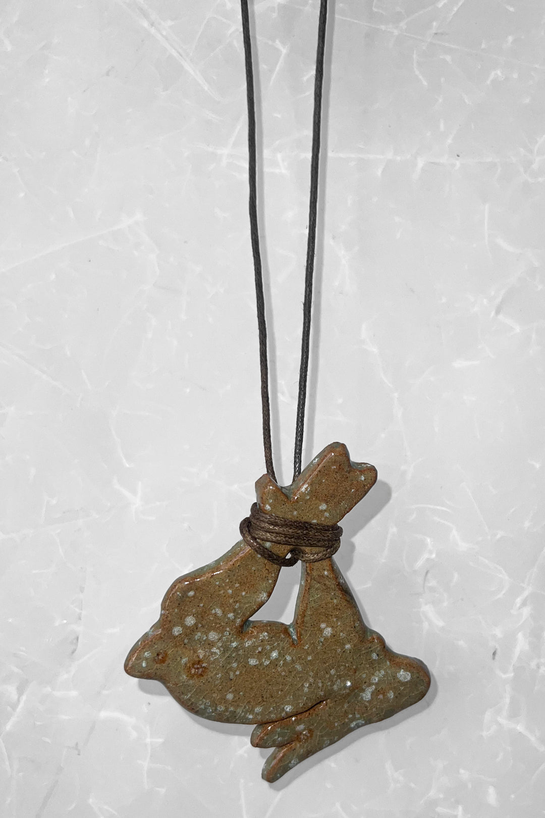 Rabbit Ceramic Necklace - Brown String