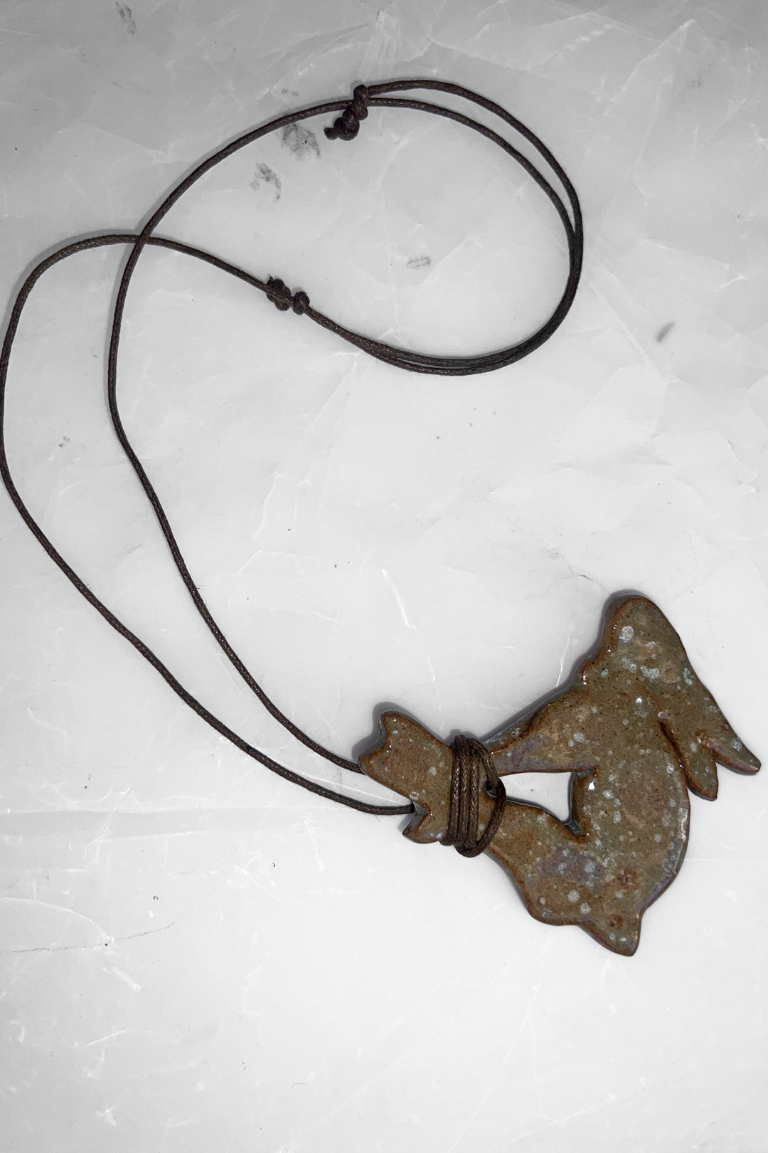 Rabbit Ceramic Necklace - Brown String