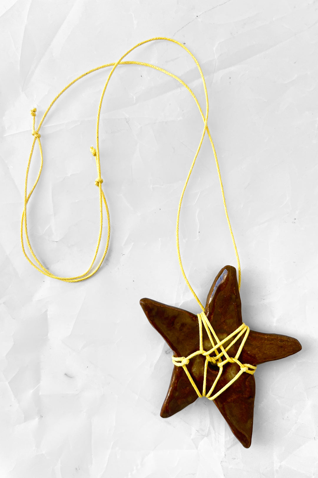 Star Ceramic Necklace - Yellow String