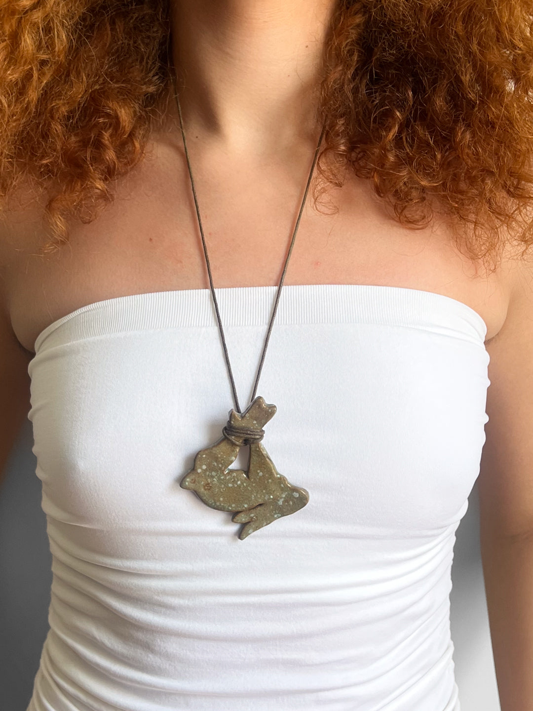 Rabbit Ceramic Necklace - Brown String