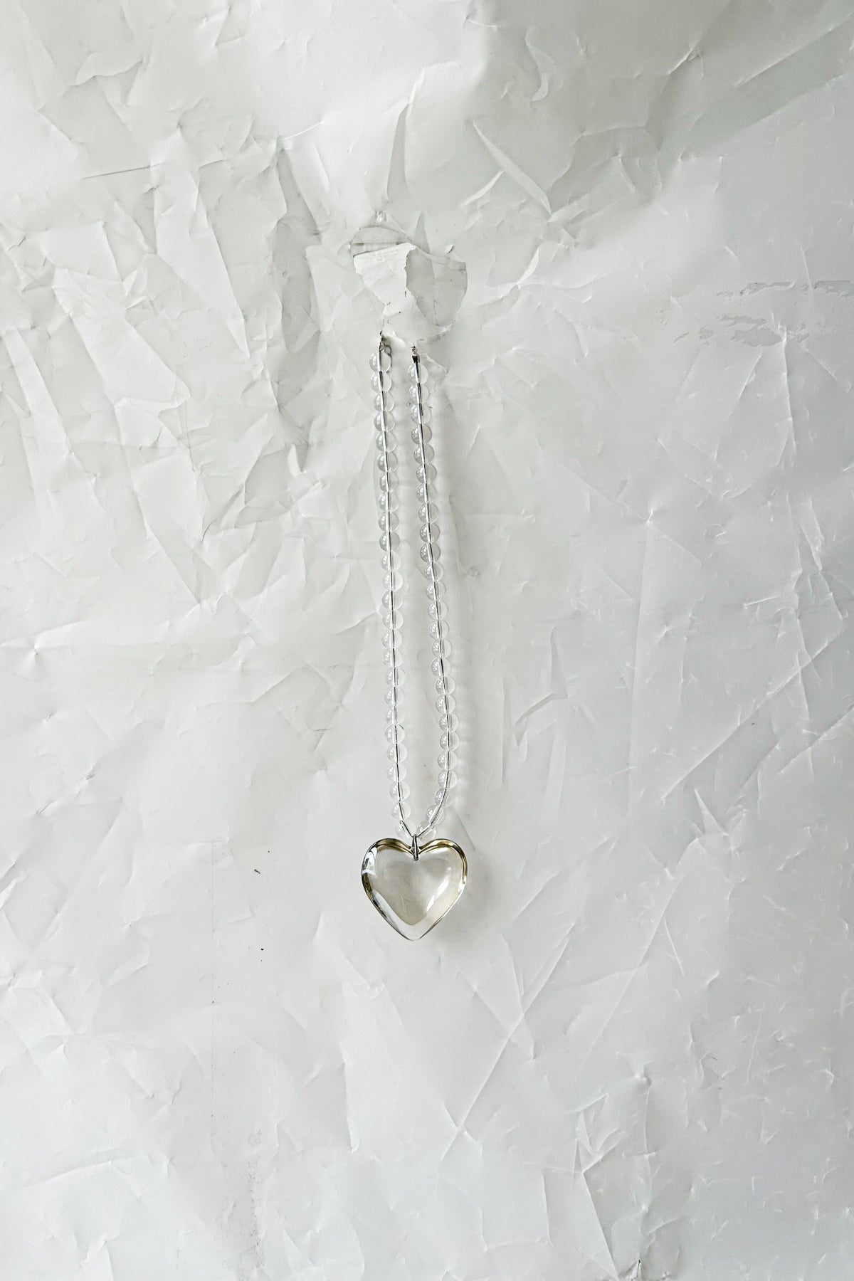 Champagne Heart and Clear Quartz Necklace