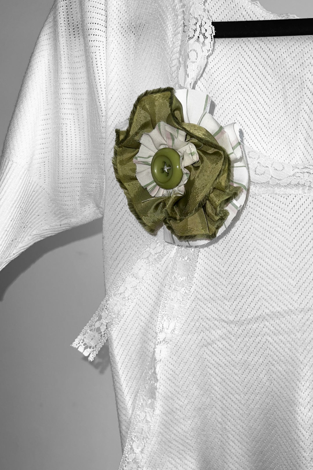 Rosette - Green Stripes and Lace