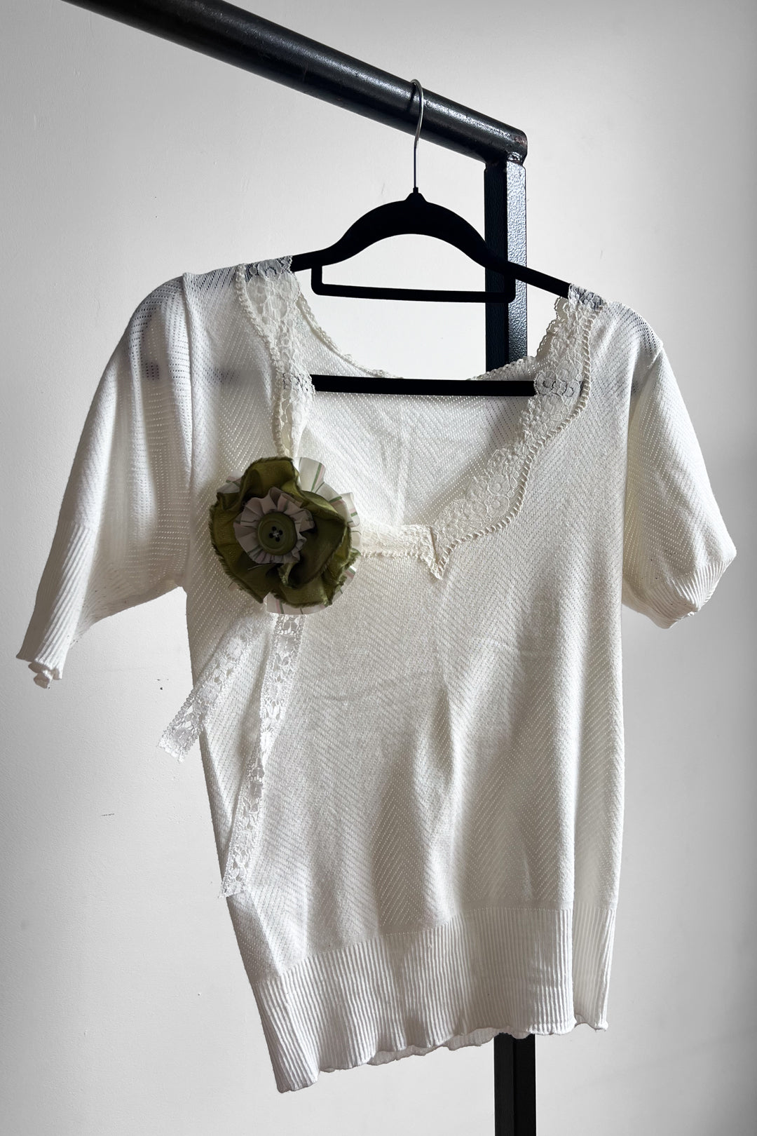 Rosette - Green Stripes and Lace